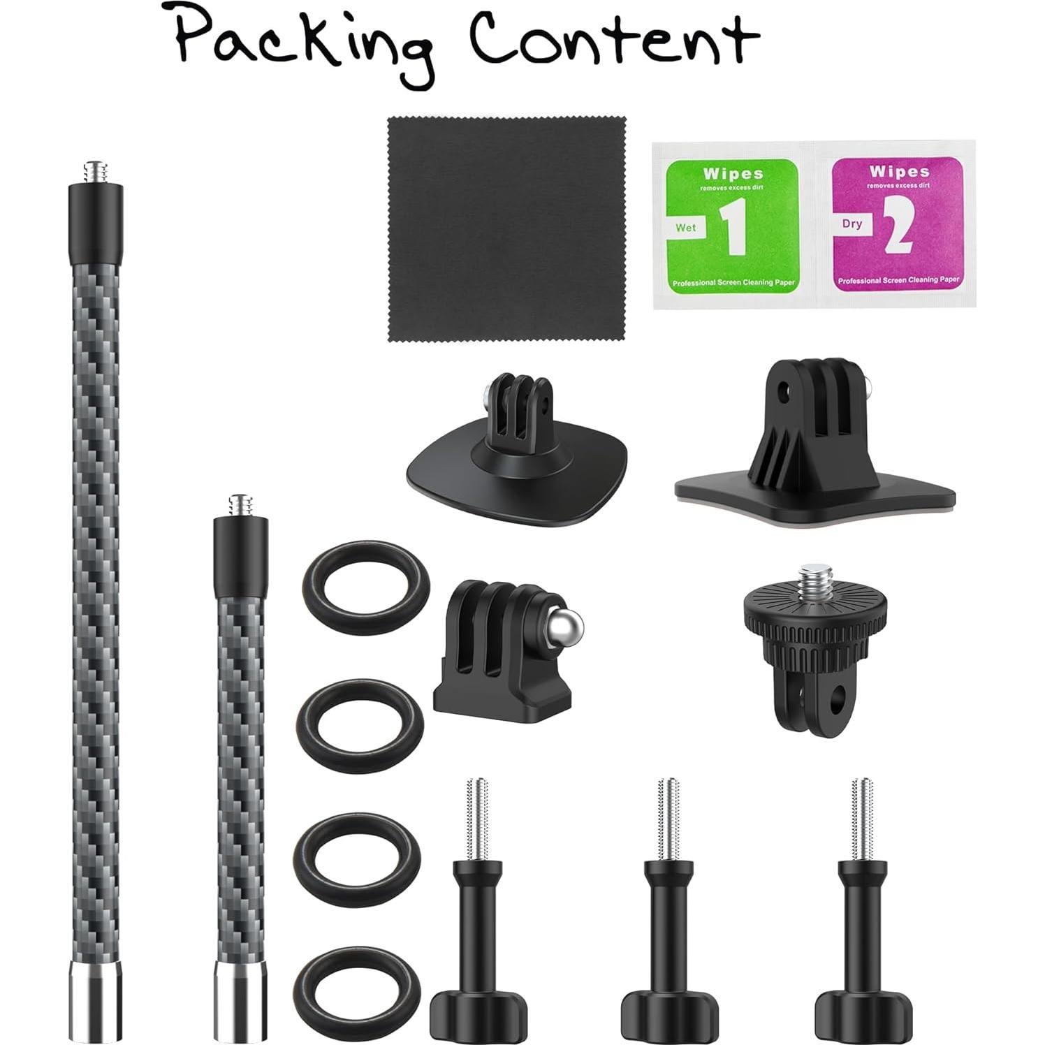 Kit de Brazo de Extensión de Fibra de Carbono NUOBAKE para GoPro e Insta360