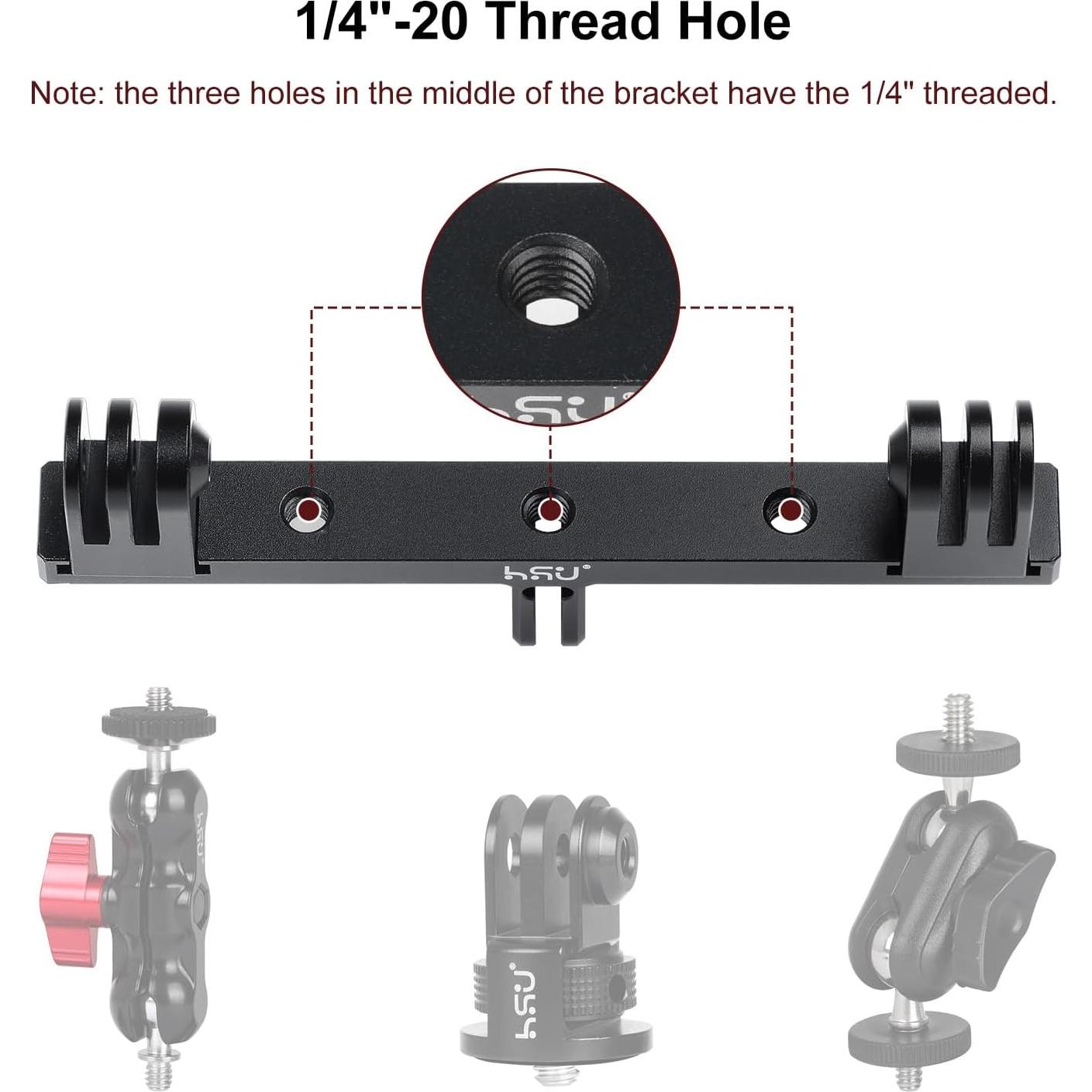 Adaptador Doble Twin de Aluminio HSU para Cámaras de Acción