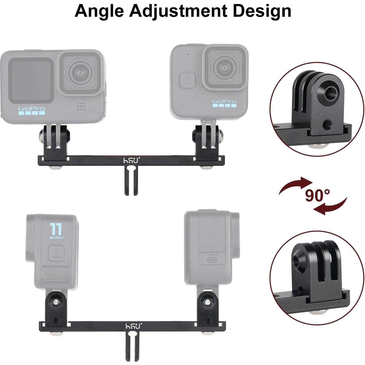 Adaptador Doble Twin de Aluminio HSU para Cámaras de Acción