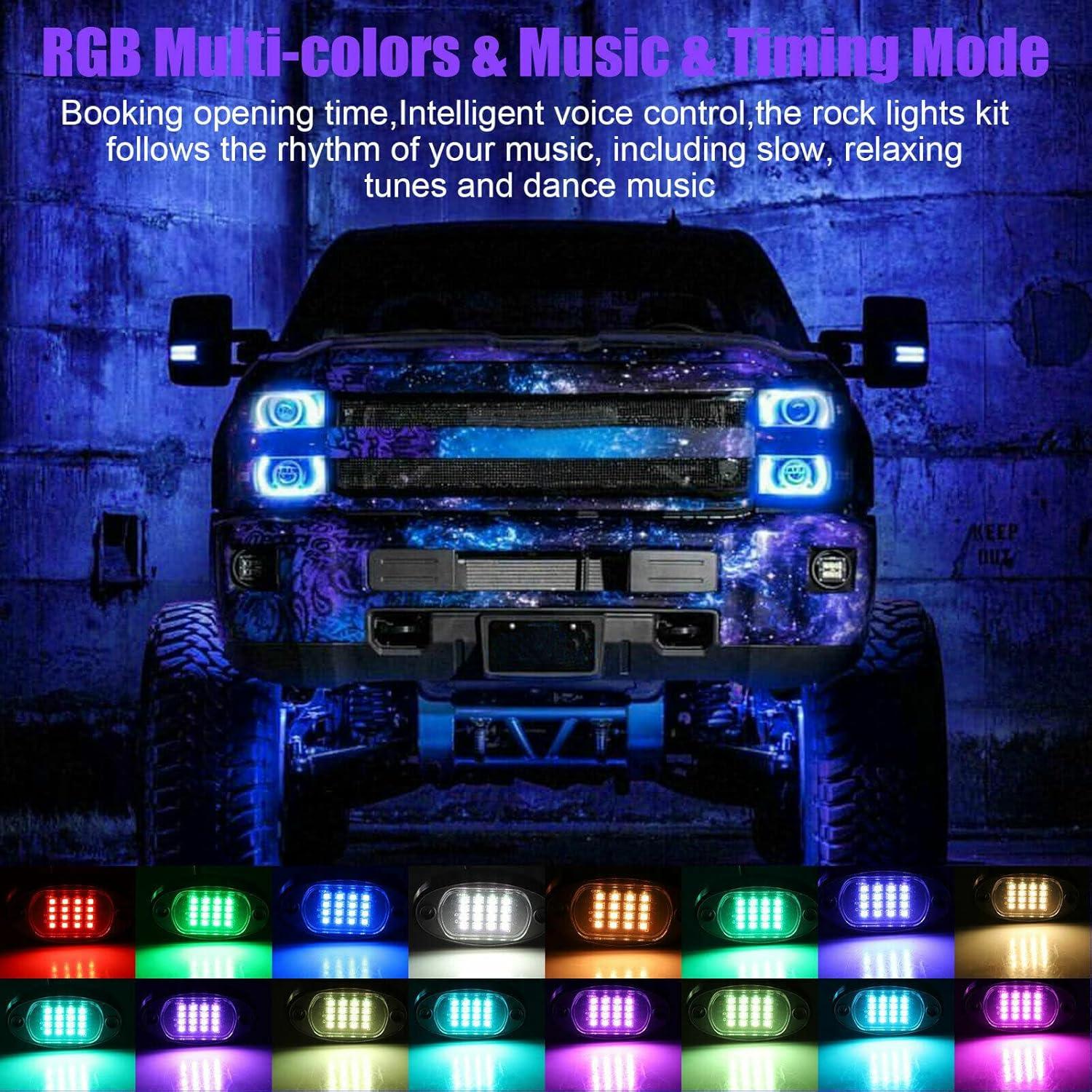 Luces LED RGB 6 Pods EJ's SUPER CAR, Impermeables IP68