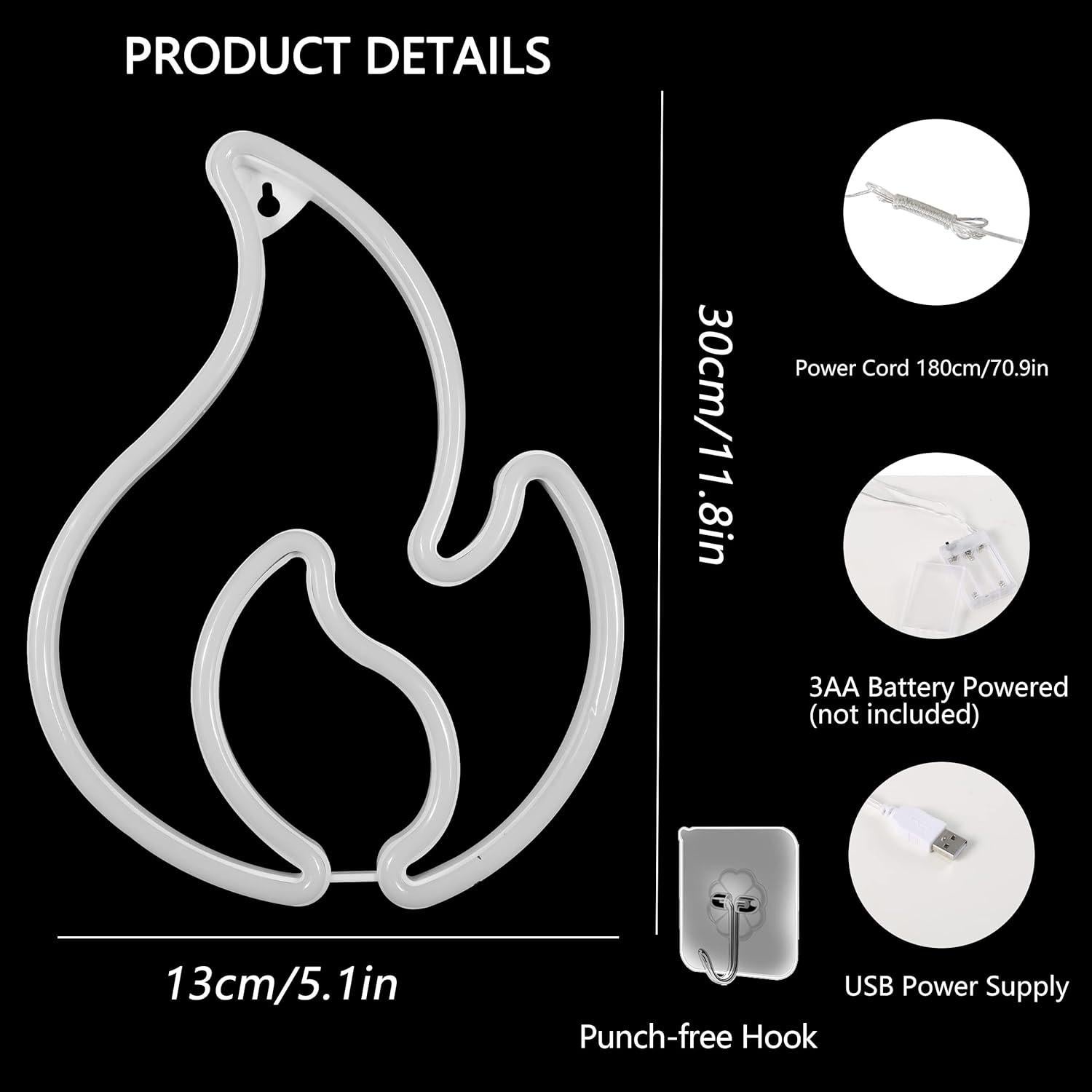 Luz de Neón LED Llama BK-Neon Life 30x23 cm Rojo