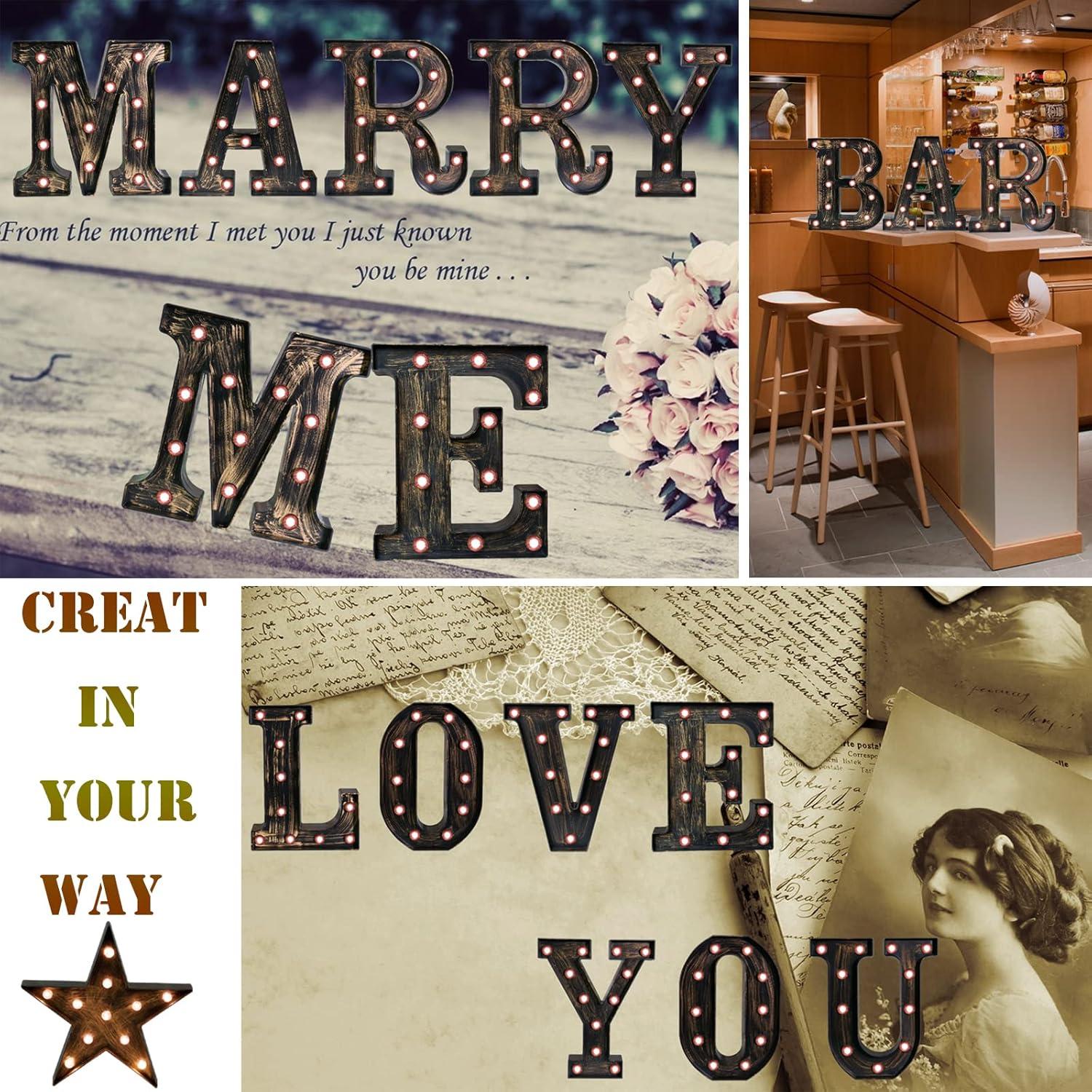 Letra Iluminada OYCBUZO Estilo Vintage Industrial 22.6 cm