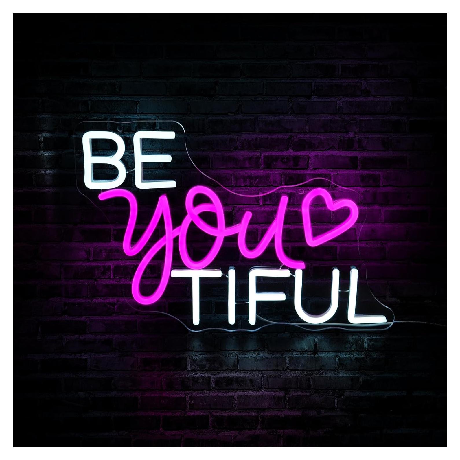 Letrero de Neón LED Rosa JGHTURIE para Decoración de Pared