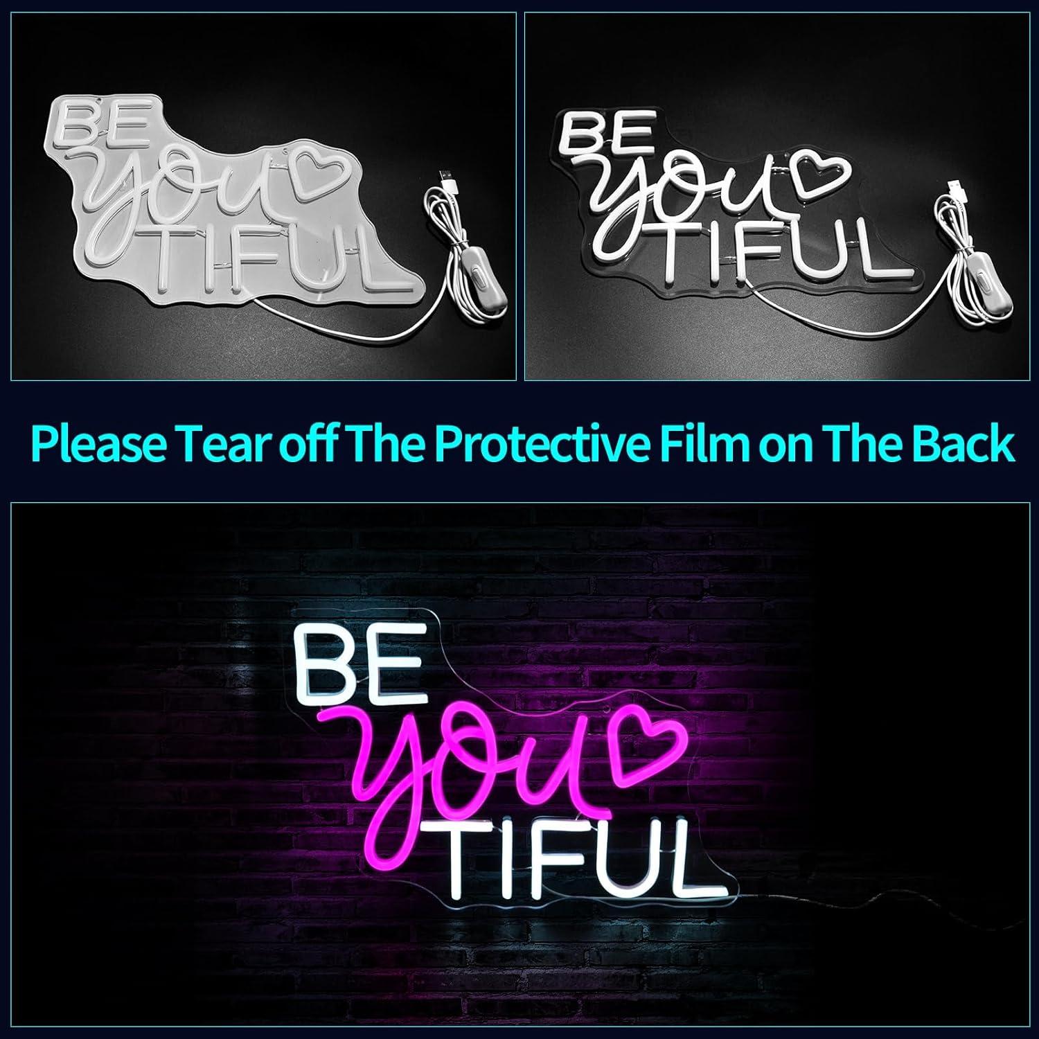 Letrero de Neón LED Rosa JGHTURIE para Decoración de Pared