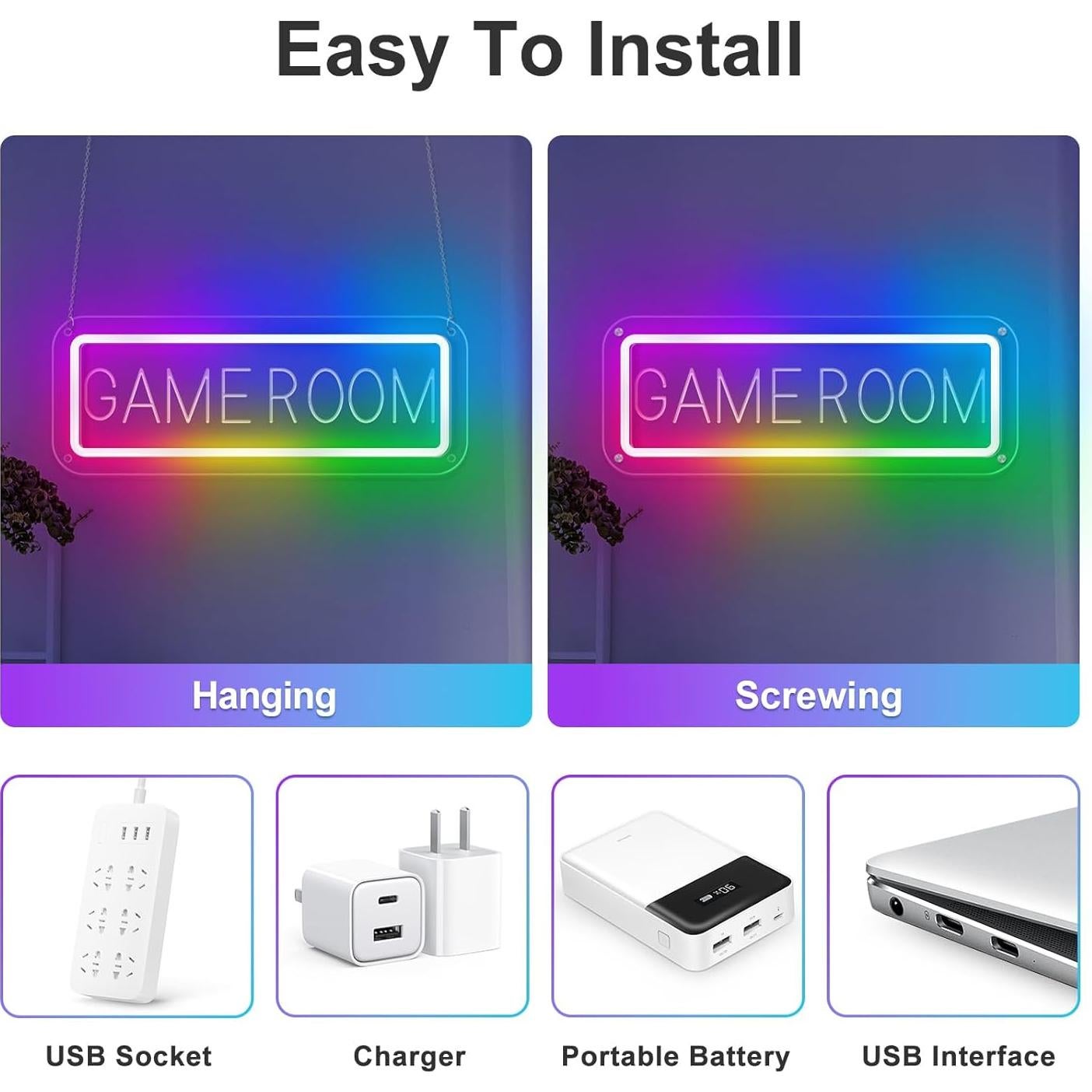 Cartel Neon LED Brochao Sala de Juegos Colorido 39.9x15cm