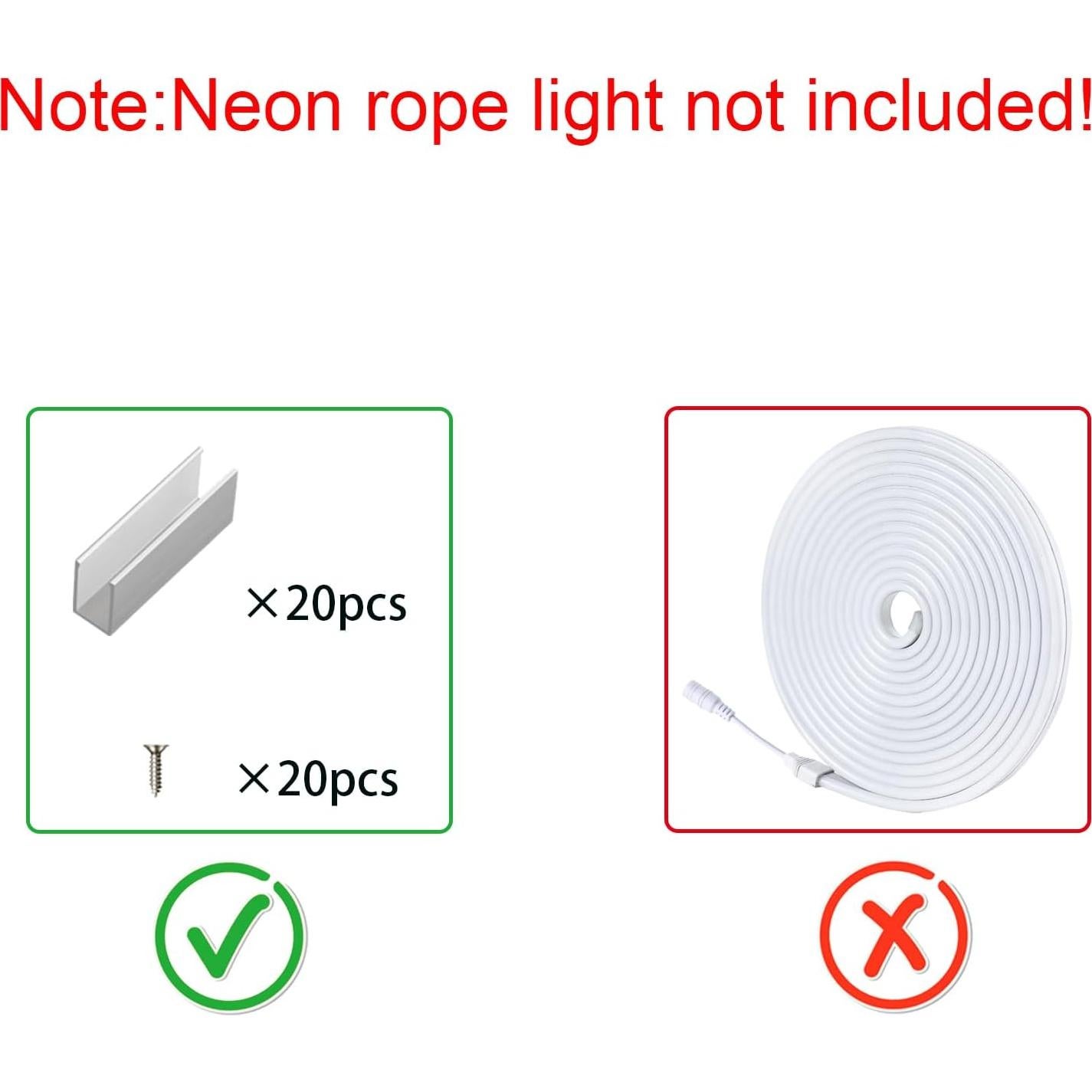 Kit de Clips de Montaje para Luces de Neón OWOFYDR 20 Piezas