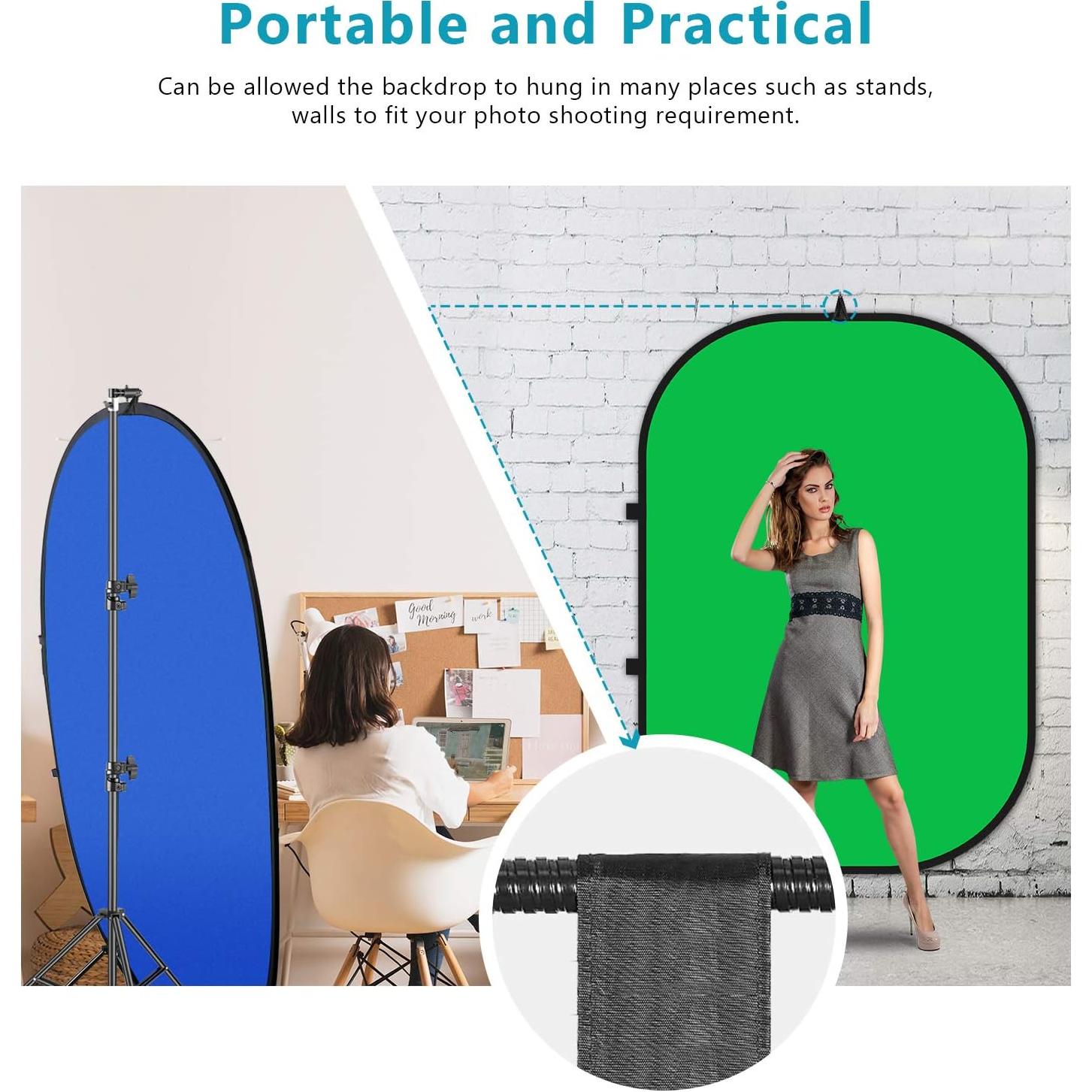 Fondo Chromakey Plegable Neewer 2-en-1 Verde Azul 150x200cm