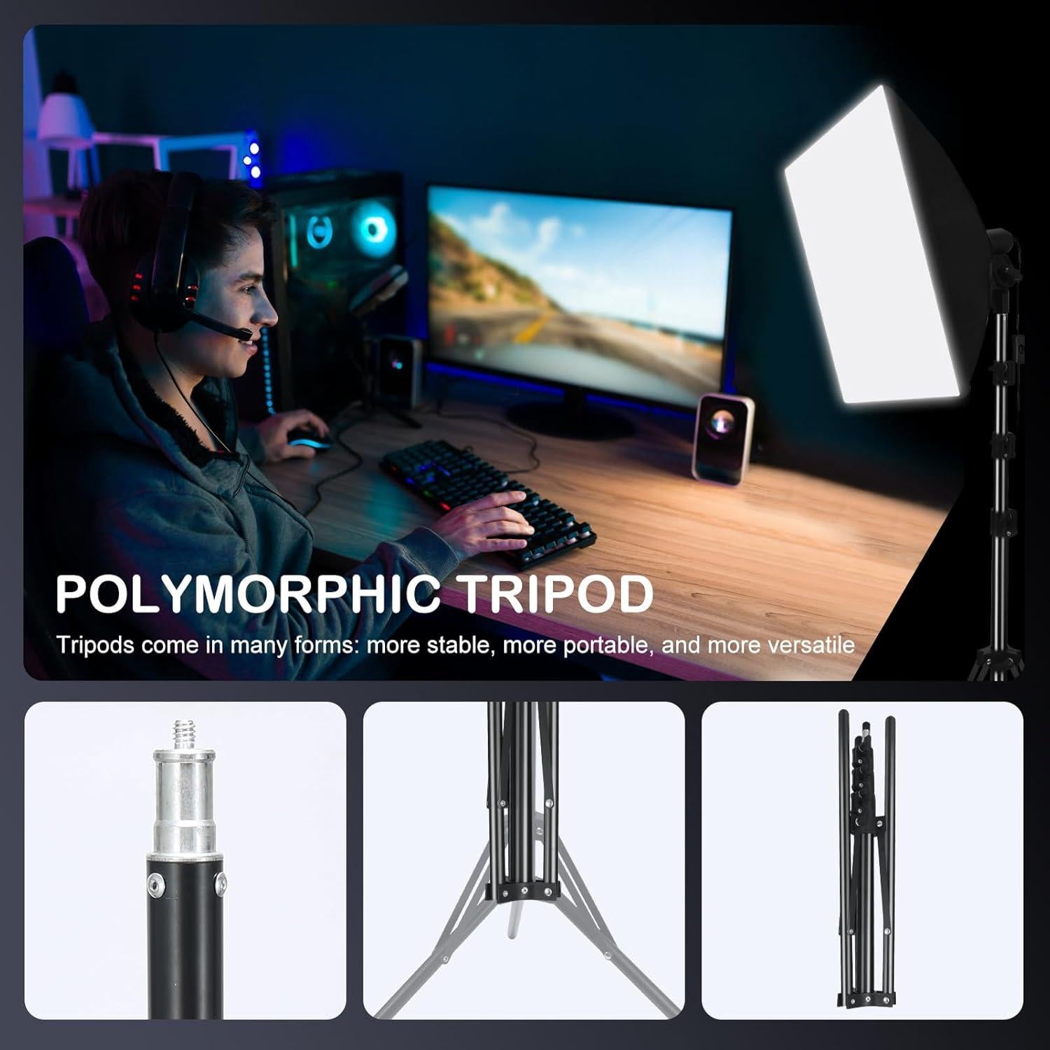 Kit de Iluminación Softbox LED 5500K LDGHO 40.64x40.64cm