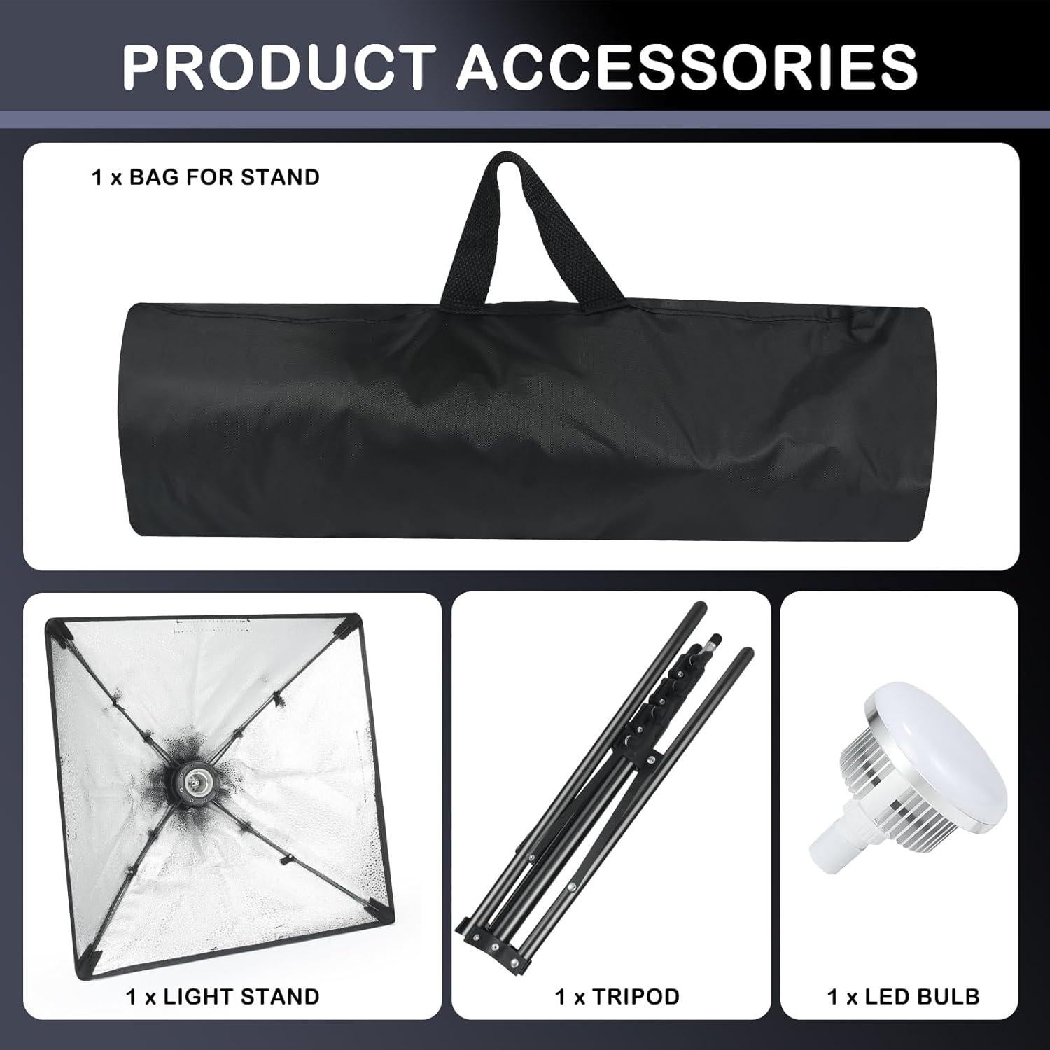 Kit de Iluminación Softbox LED 5500K LDGHO 40.64x40.64cm