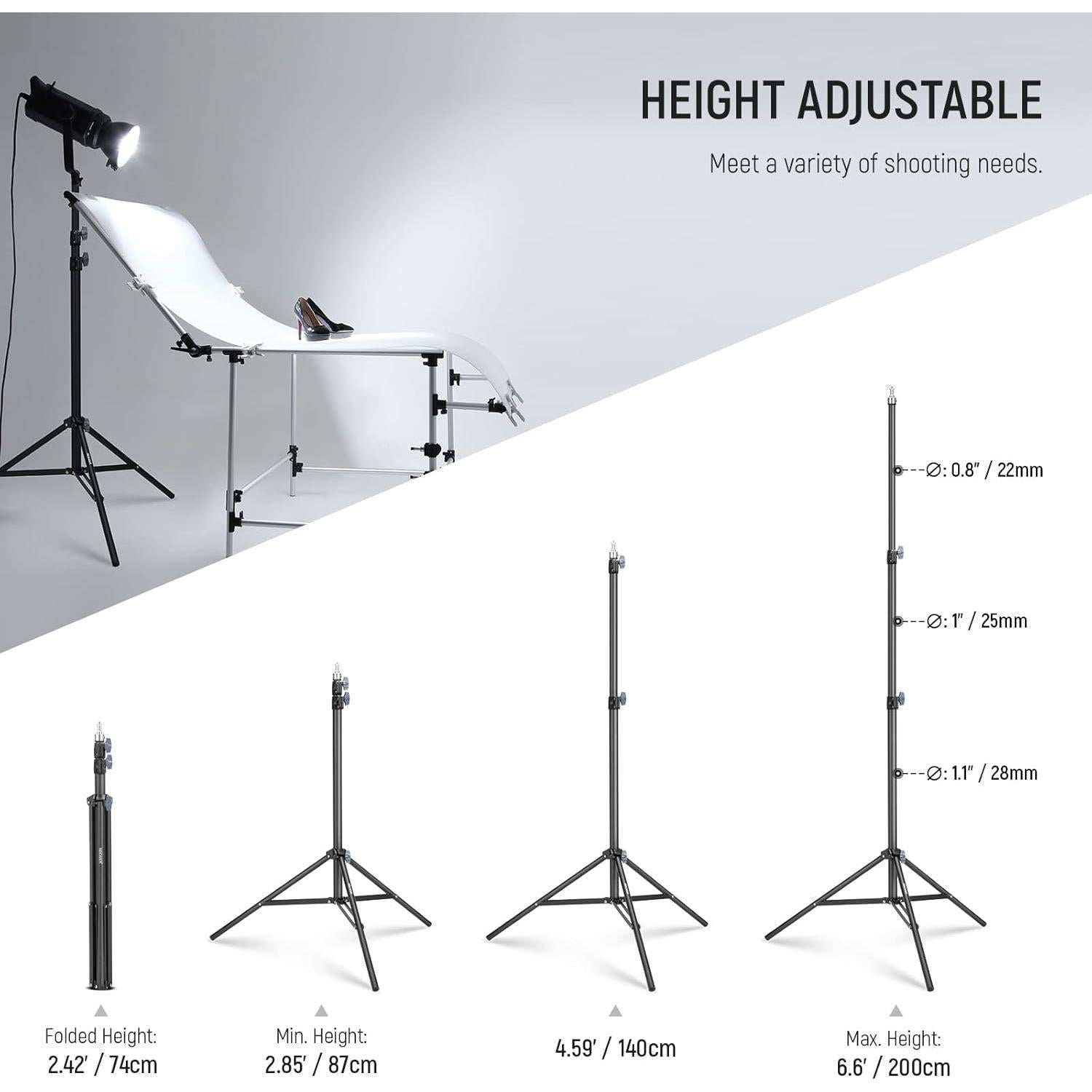 Soporte de Luz NEEWER ST-200 Aluminio 87-200cm 10kg