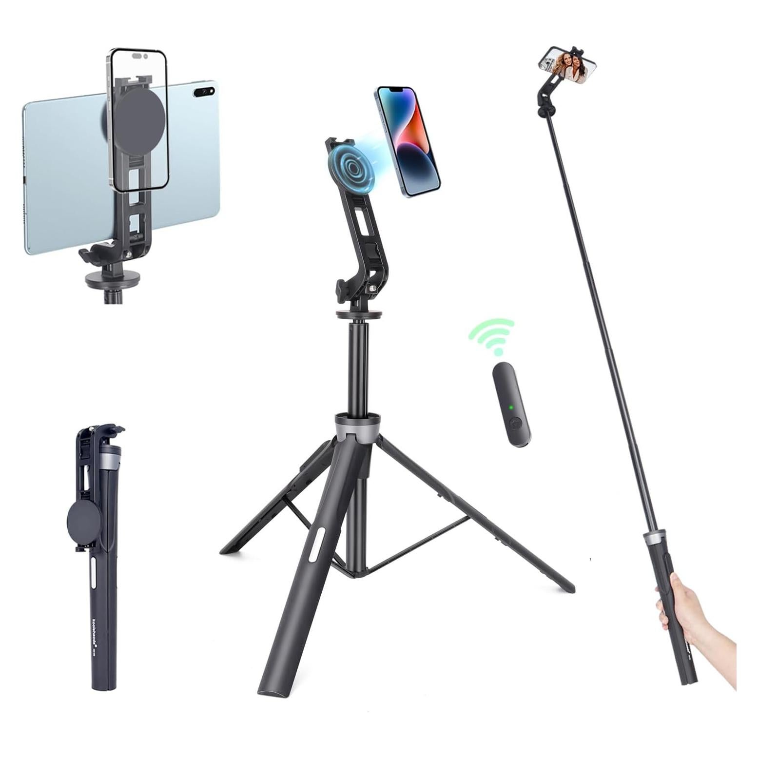 Bastón de Selfie Magnético Koolehaoda 163cm con Trípode