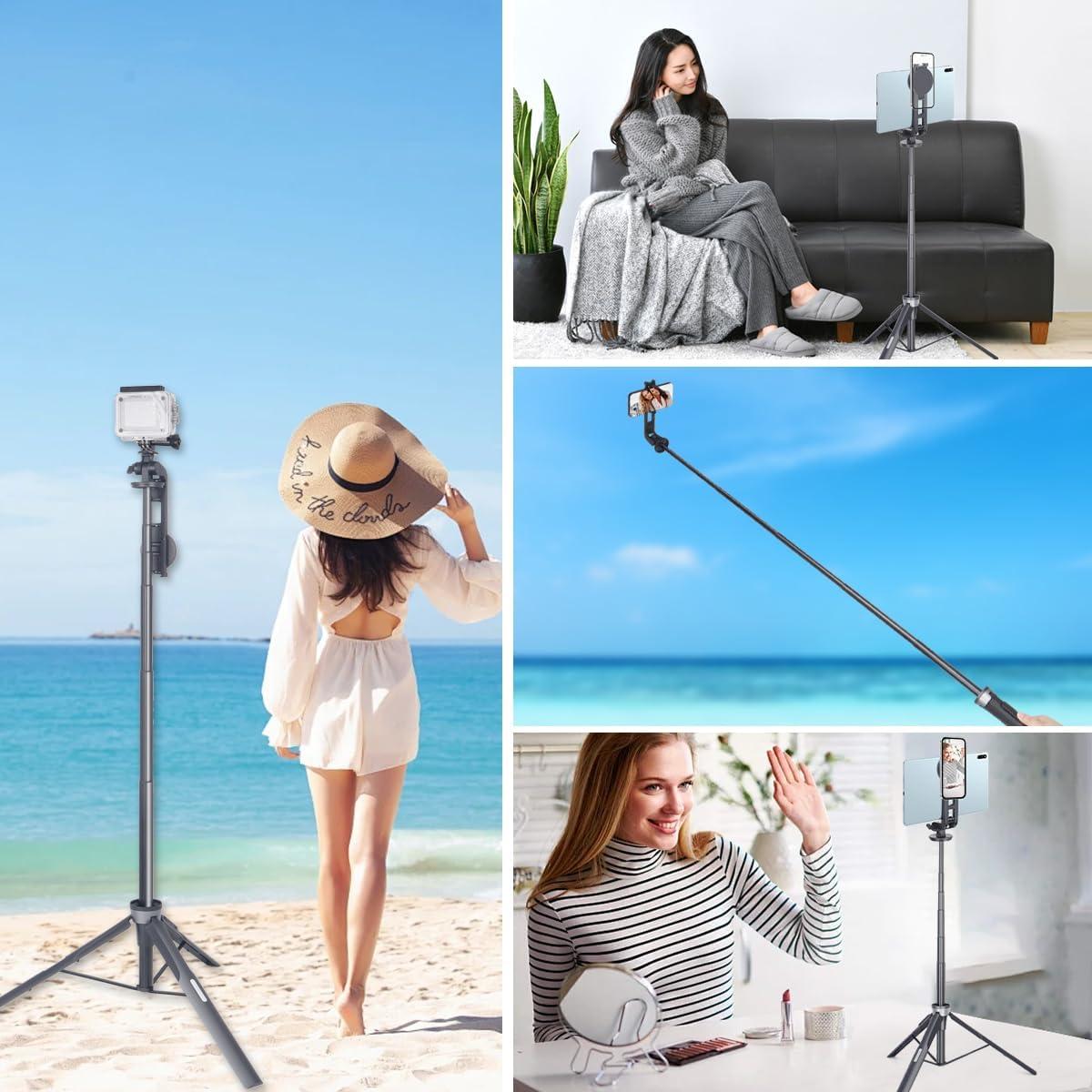 Bastón de Selfie Magnético Koolehaoda 163cm con Trípode