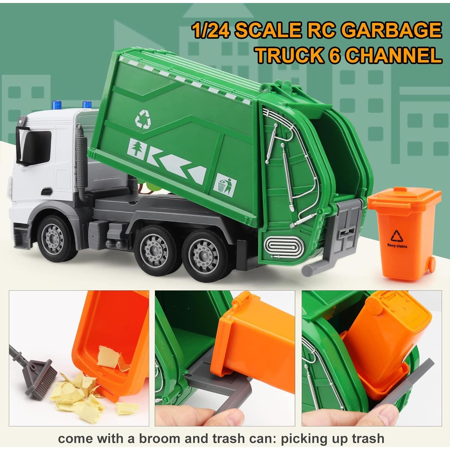 Camión de Basura RC WEMOKA 1/24 6 Canales Luces Reales