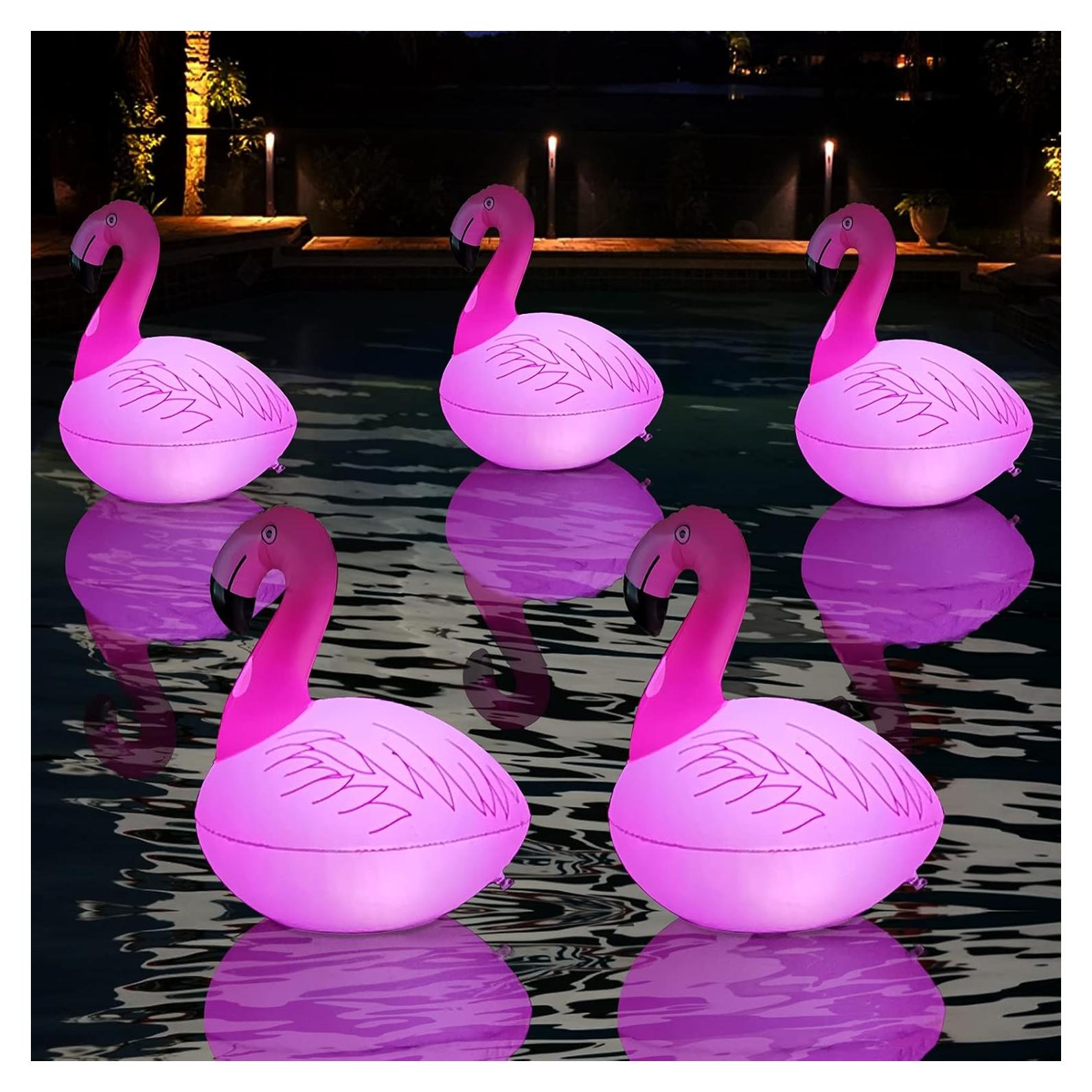 Luces Flotantes de Piscina Rukars Flamenco Solares 1 Unidad