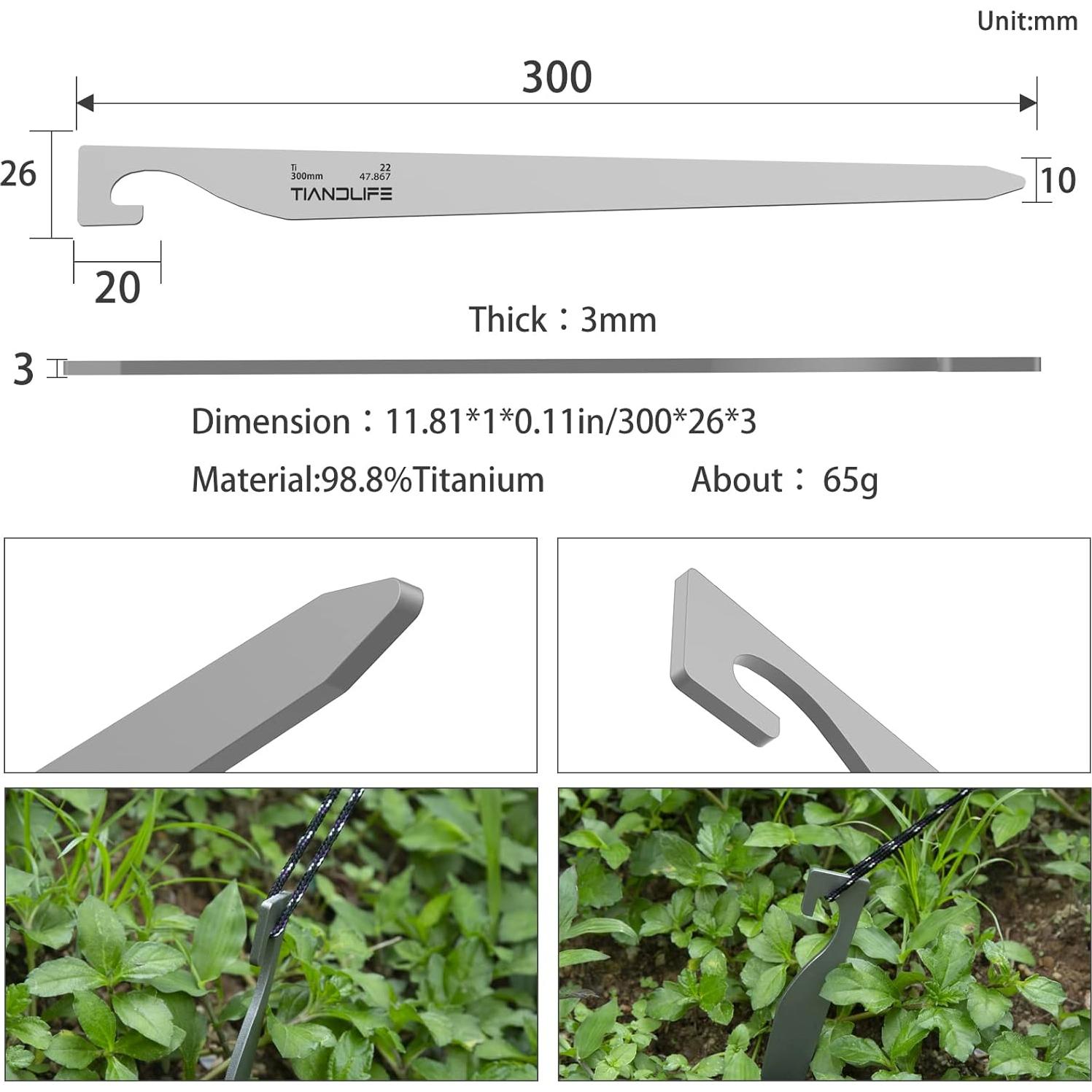 Estacas de Camping de Titanio TIANDLIFE 20cm Alta Resistencia