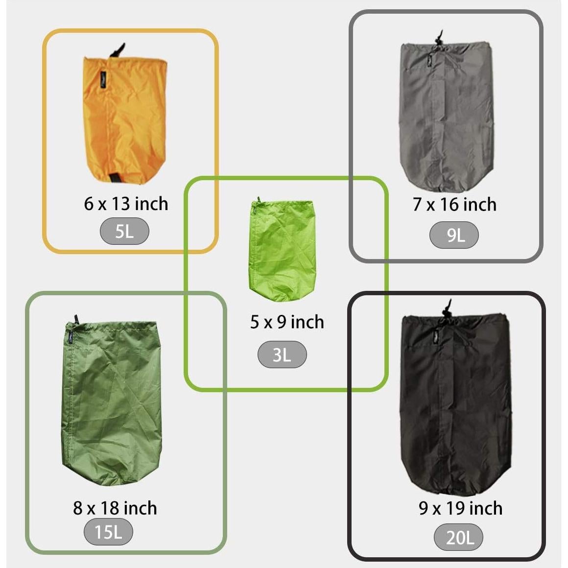 Juego de Sacos de Almacenamiento Frelaxy 5 Piezas 3L-20L