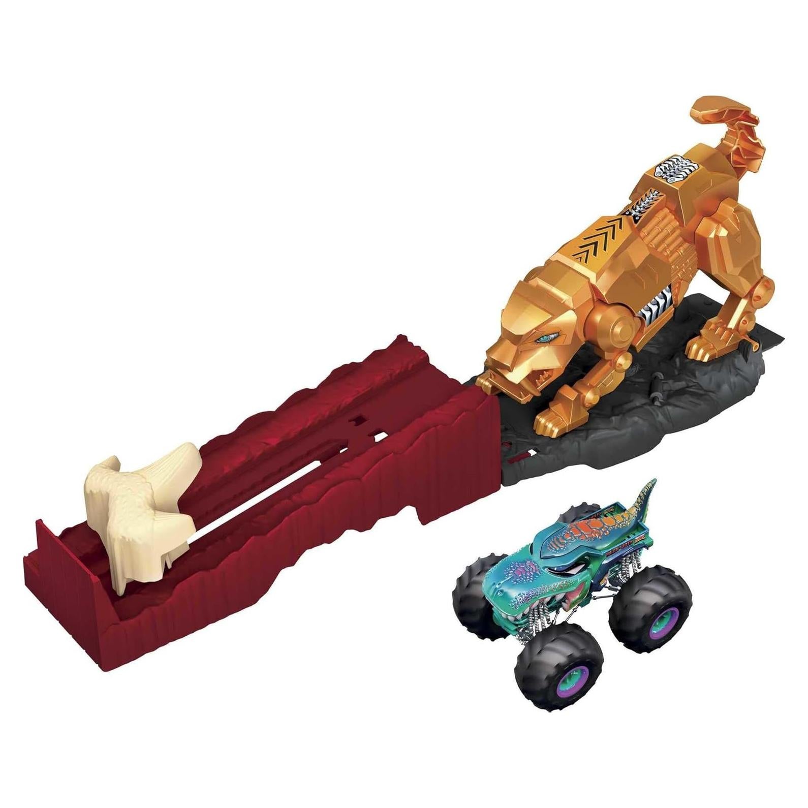 Set de Juego Hot Wheels Mega Wrex vs Tigre Prehistórico