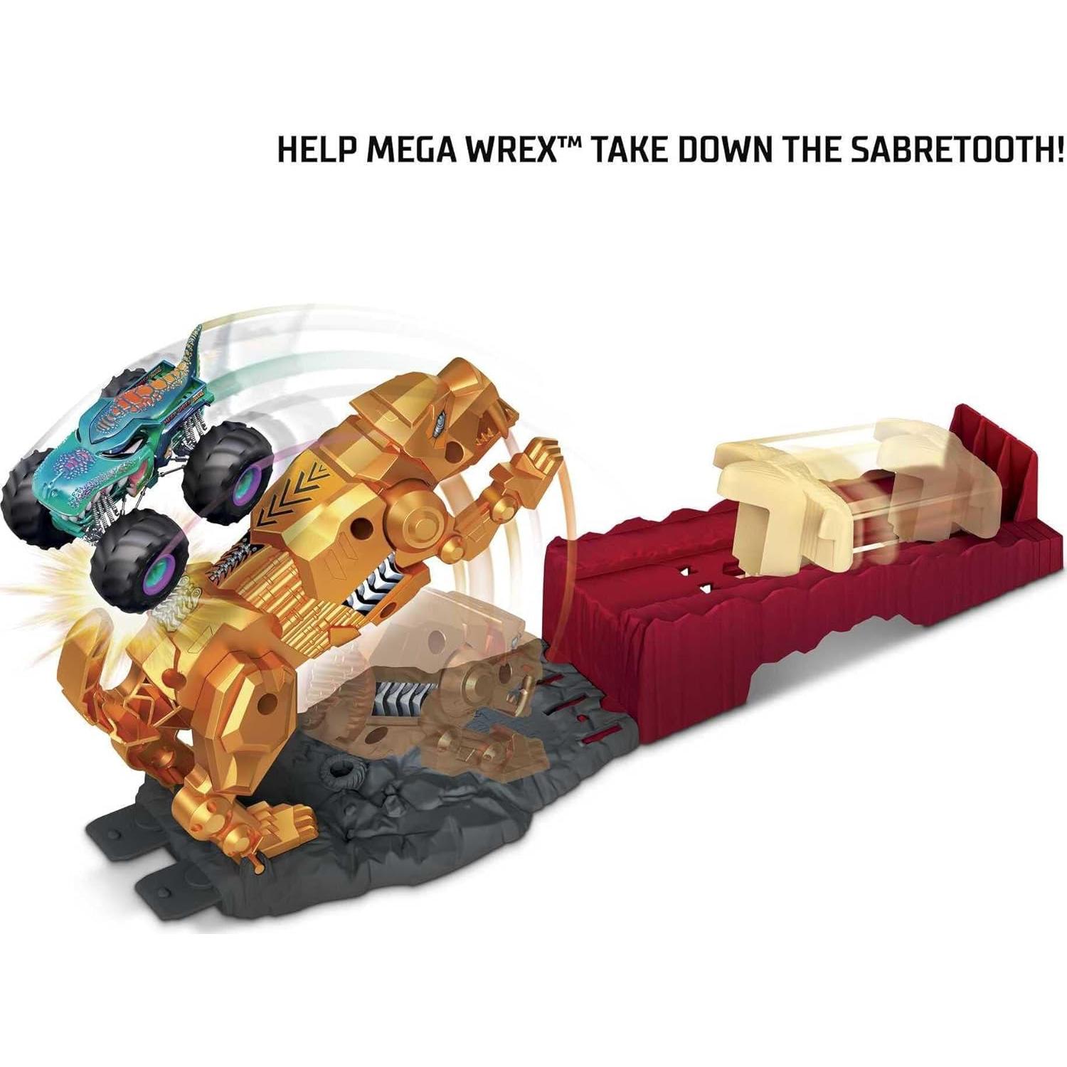 Set de Juego Hot Wheels Mega Wrex vs Tigre Prehistórico