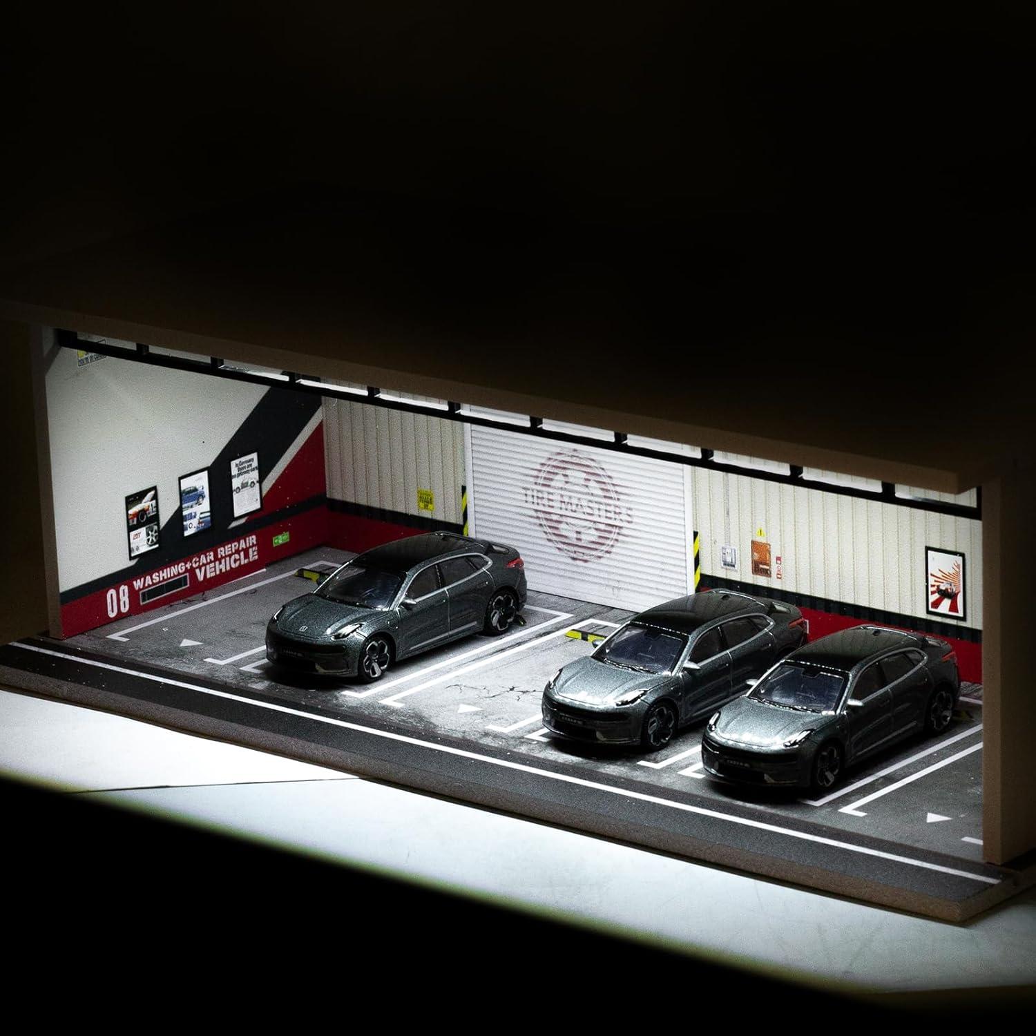 Caja de exhibición para coches 1:64 Gtcwmx con LED Rojo