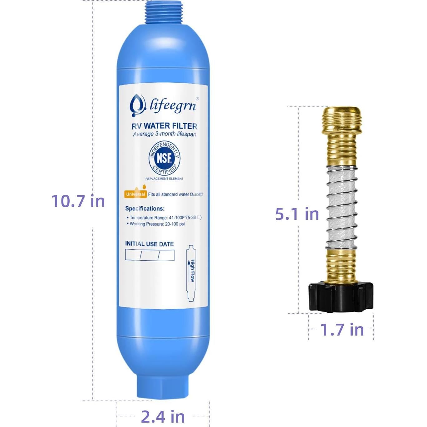 Filtro de Agua RV lifeegrn 2 Unidades, Reduce Olores y Cloro