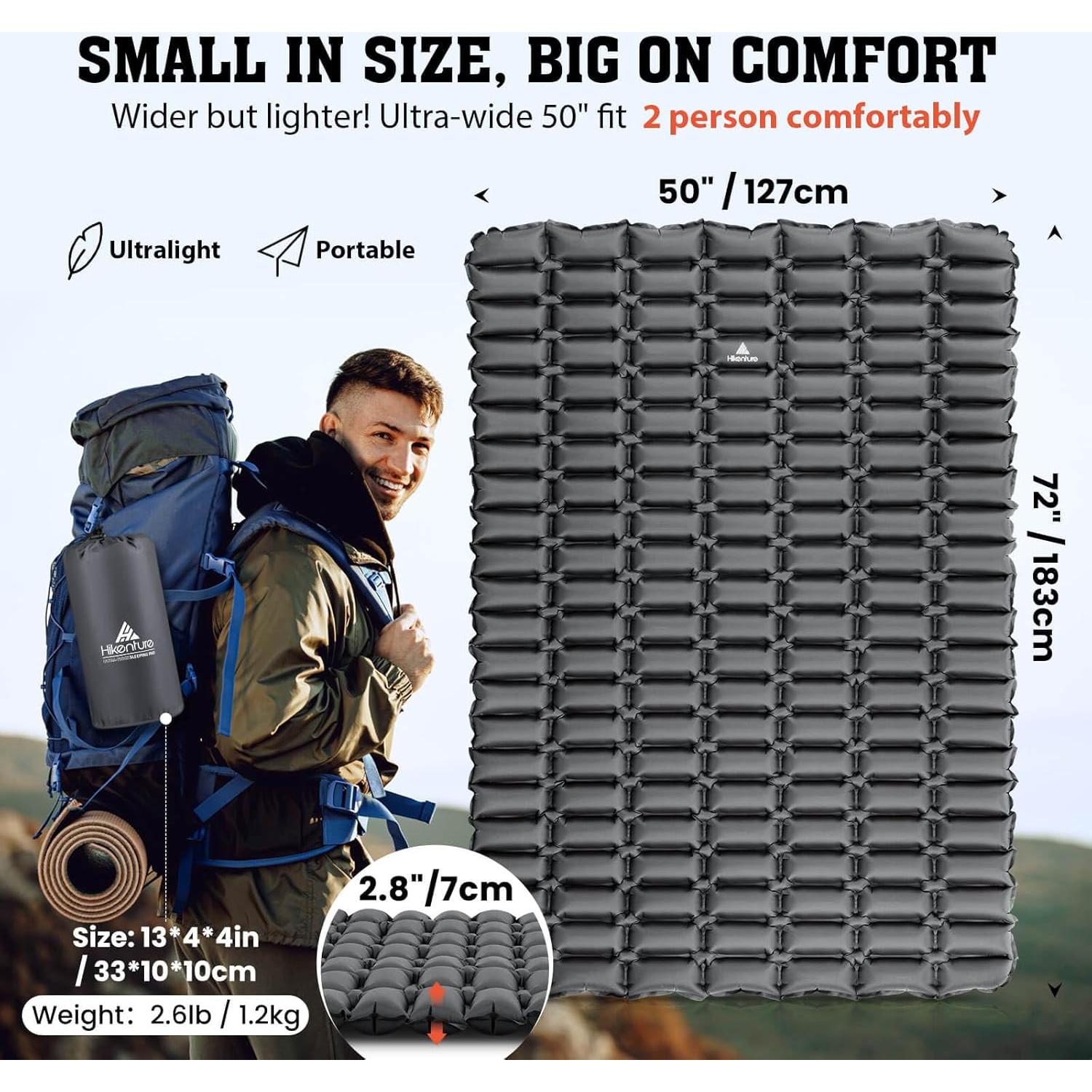 Colchón Inflable Doble Hikenture 183x127 cm 7 cm Grosor