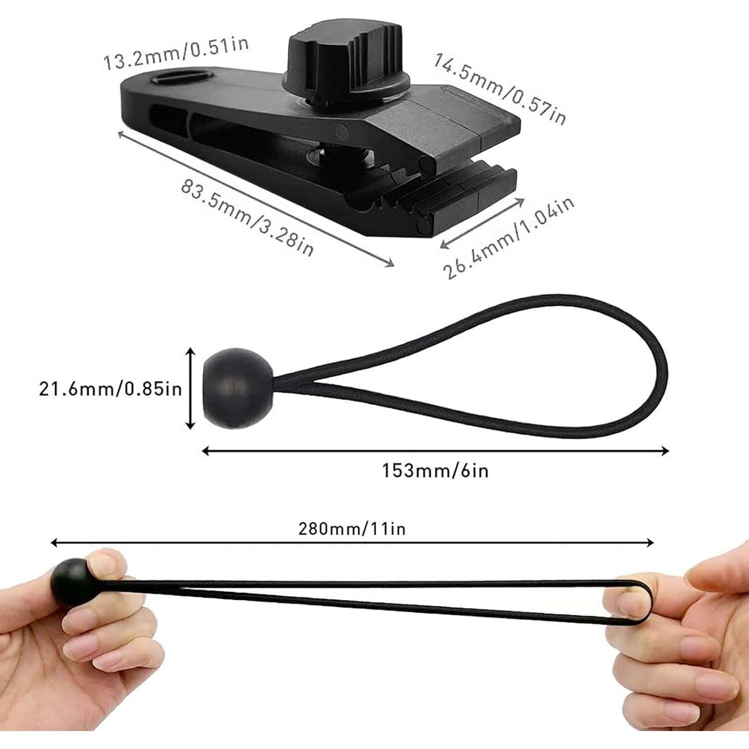 24 Clips de Lona y Cuerdas de Bungee CLIO 6 Pulgadas