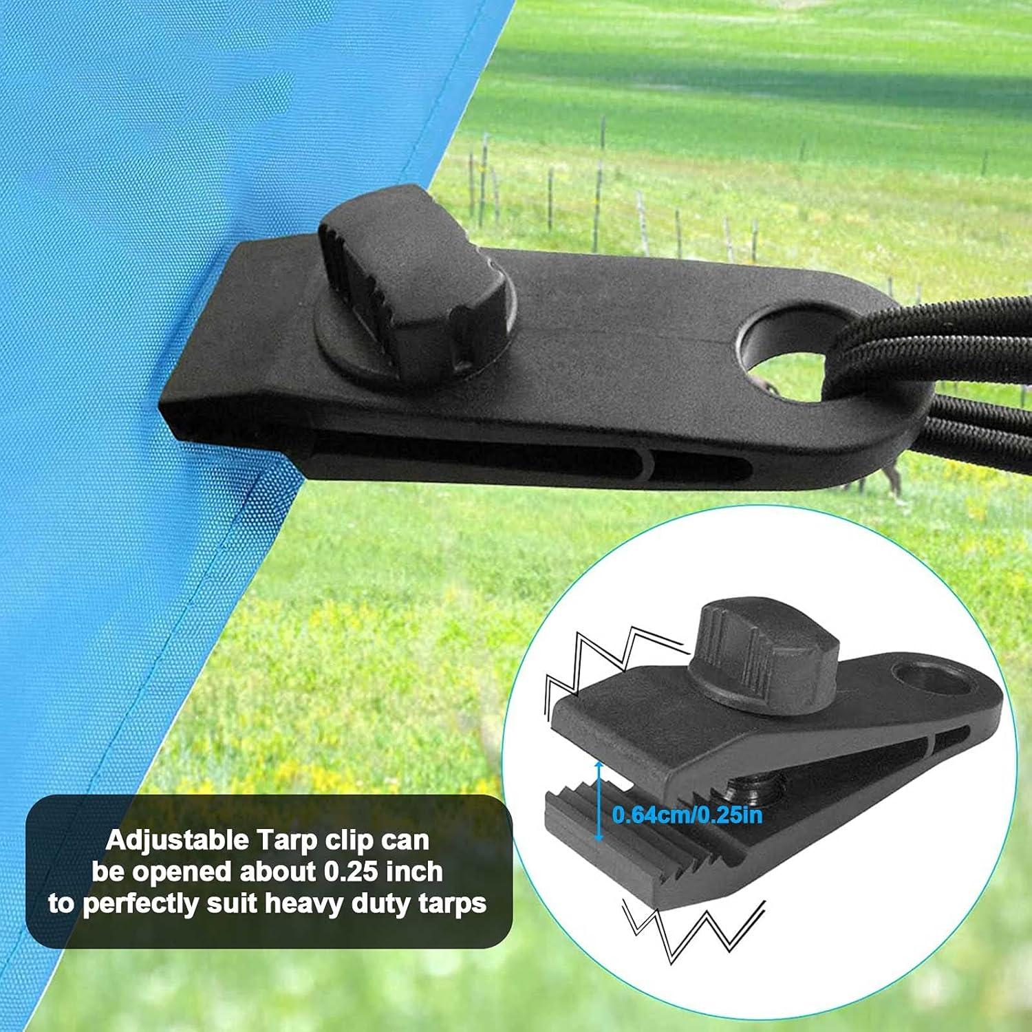 24 Clips de Lona y Cuerdas de Bungee CLIO 6 Pulgadas