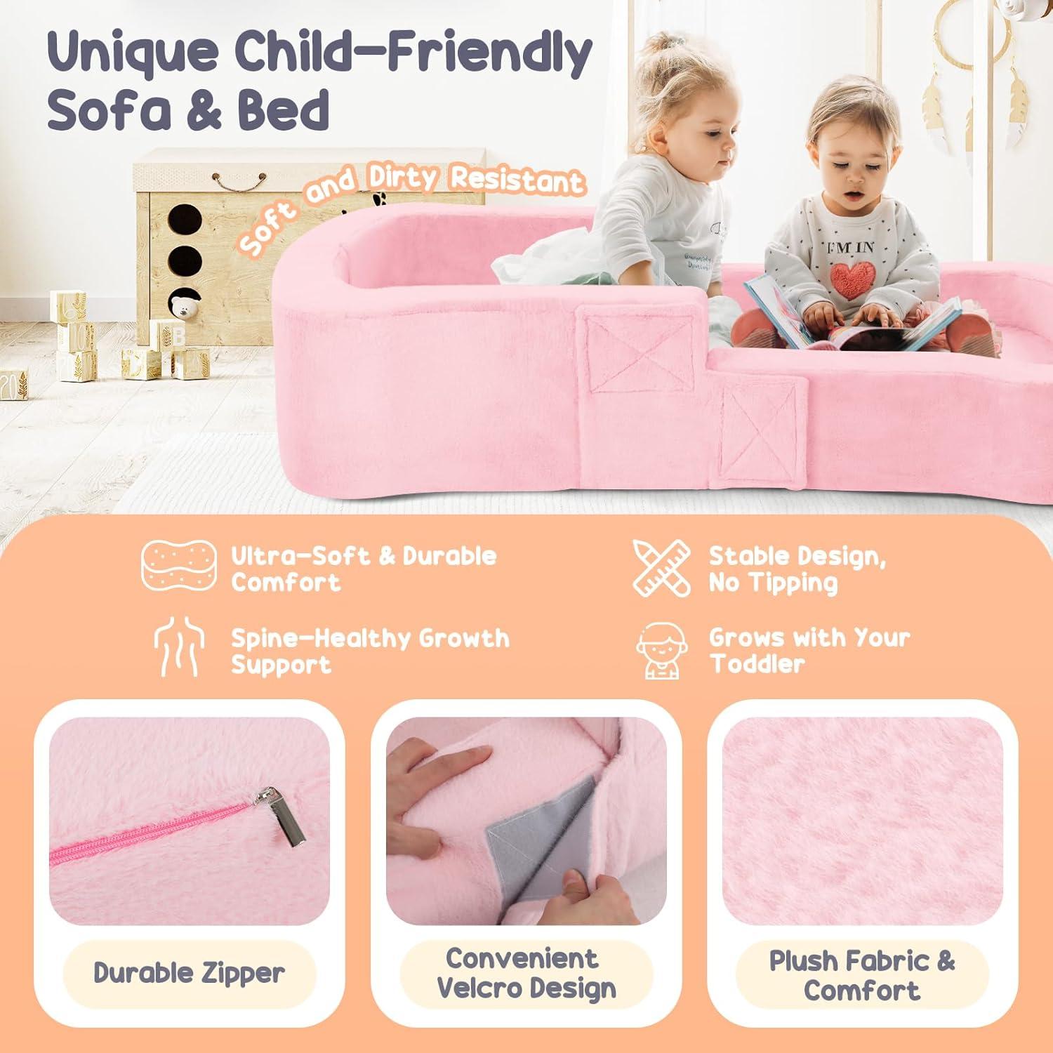 Cama de Viaje Plegable Whiffee Rosa para Niños Pequeños 118x60cm