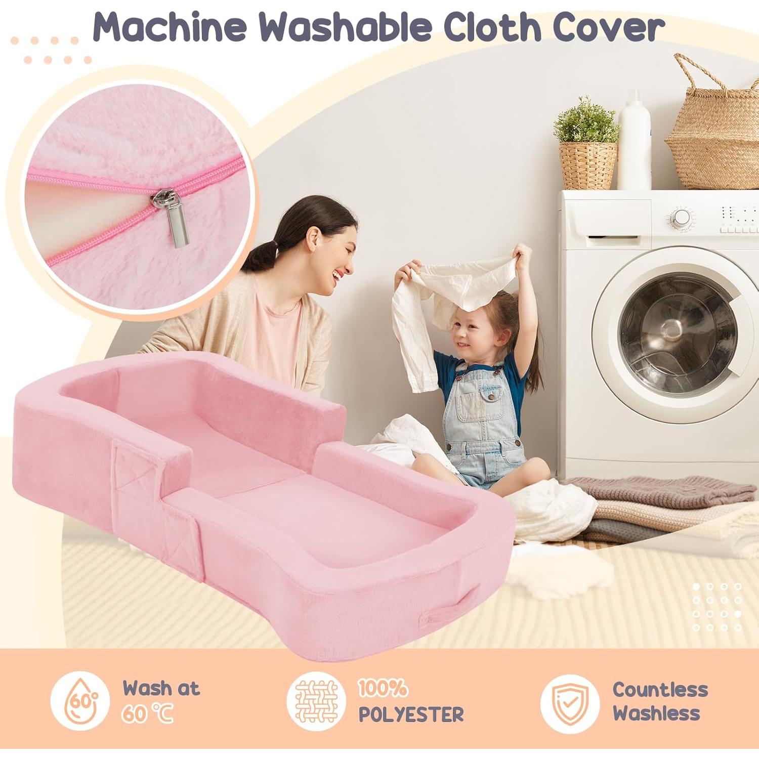 Cama de Viaje Plegable Whiffee Rosa para Niños Pequeños 118x60cm