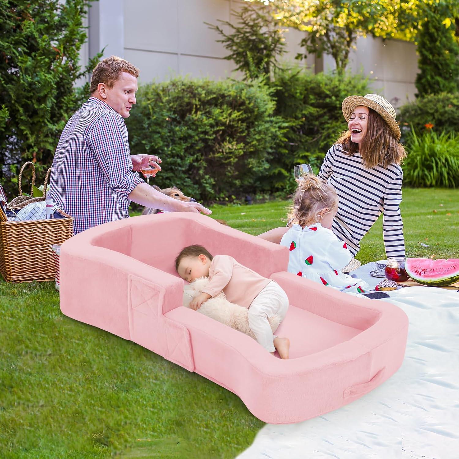 Cama de Viaje Plegable Whiffee Rosa para Niños Pequeños 118x60cm