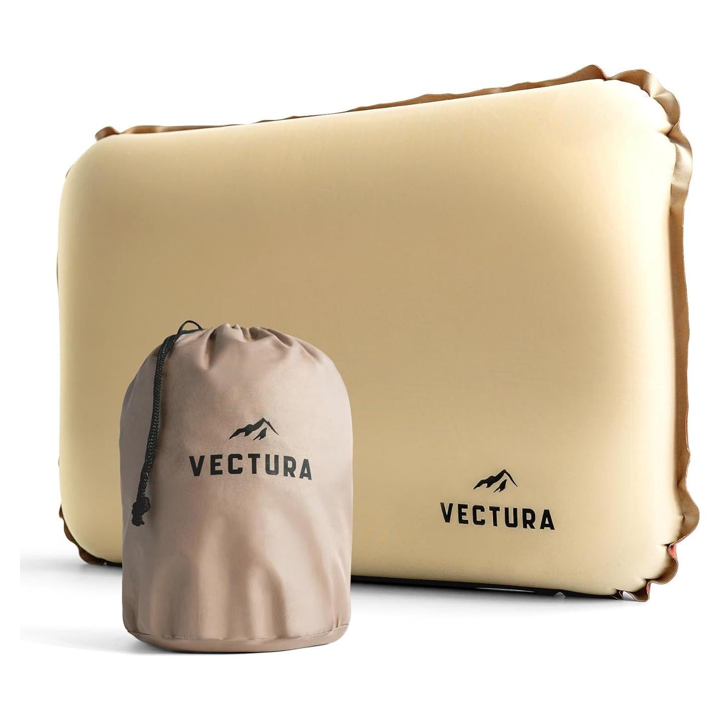 Almohada de Camping Autoinflable Vectura Beige 46x30 cm