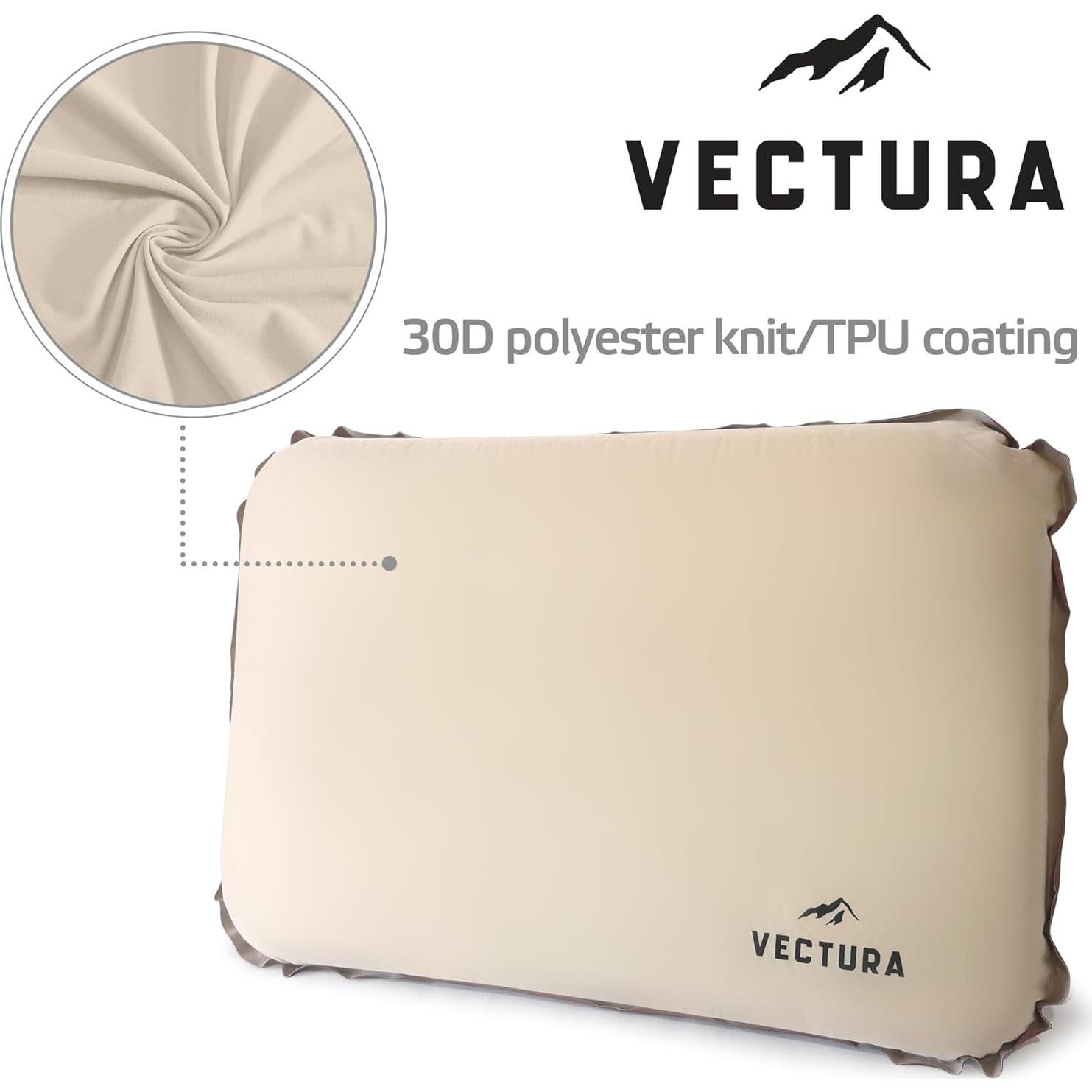 Almohada de Camping Autoinflable Vectura Beige 46x30 cm