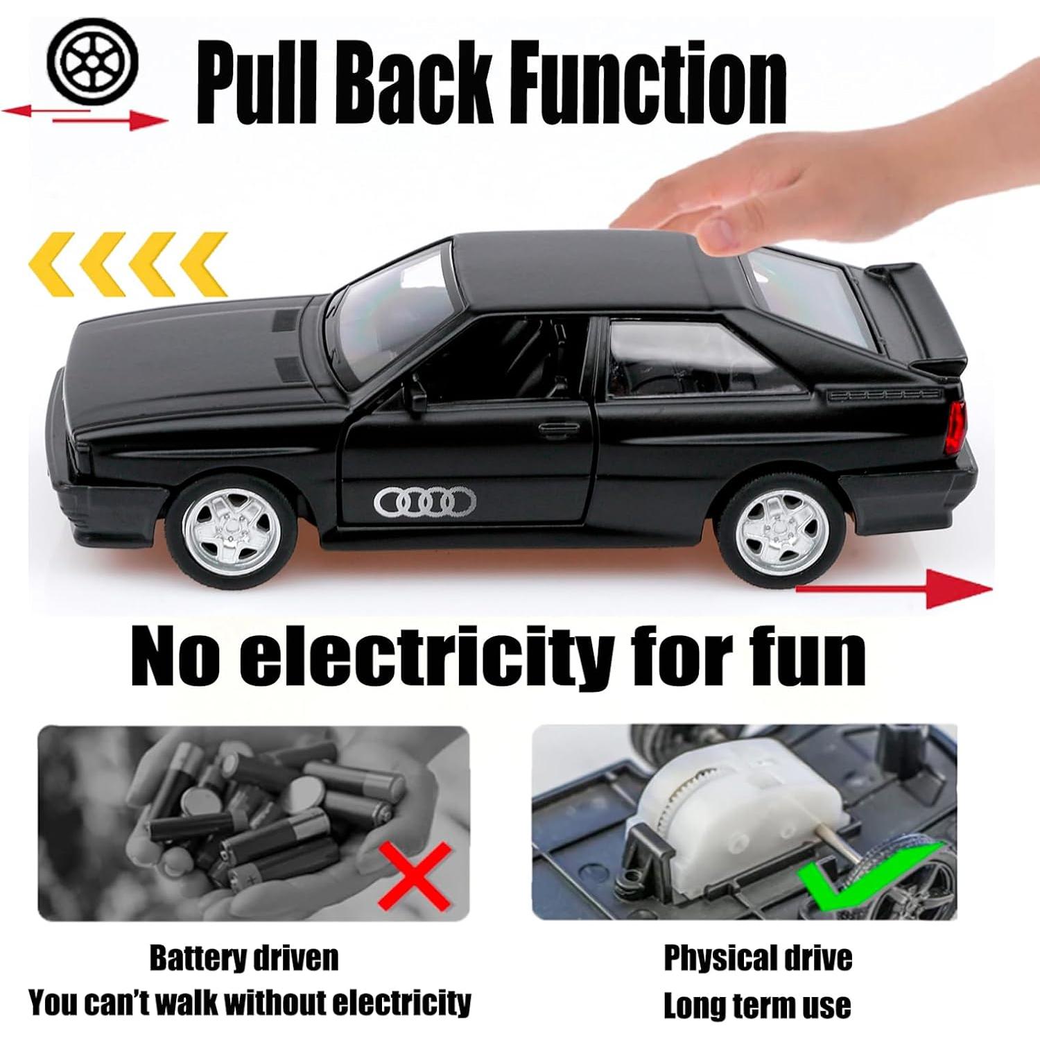 Coche de Juguete Audi Sport Quattro 1/36 Retroceso Negro