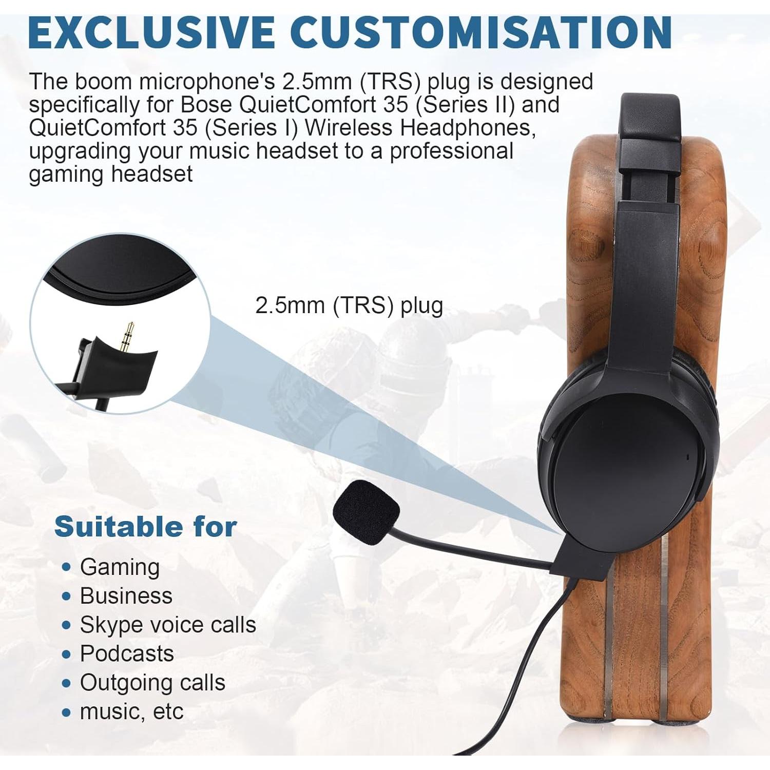 Micrófono Boom Zosvoses para Bose QC35 II - 1.2m, Silencio