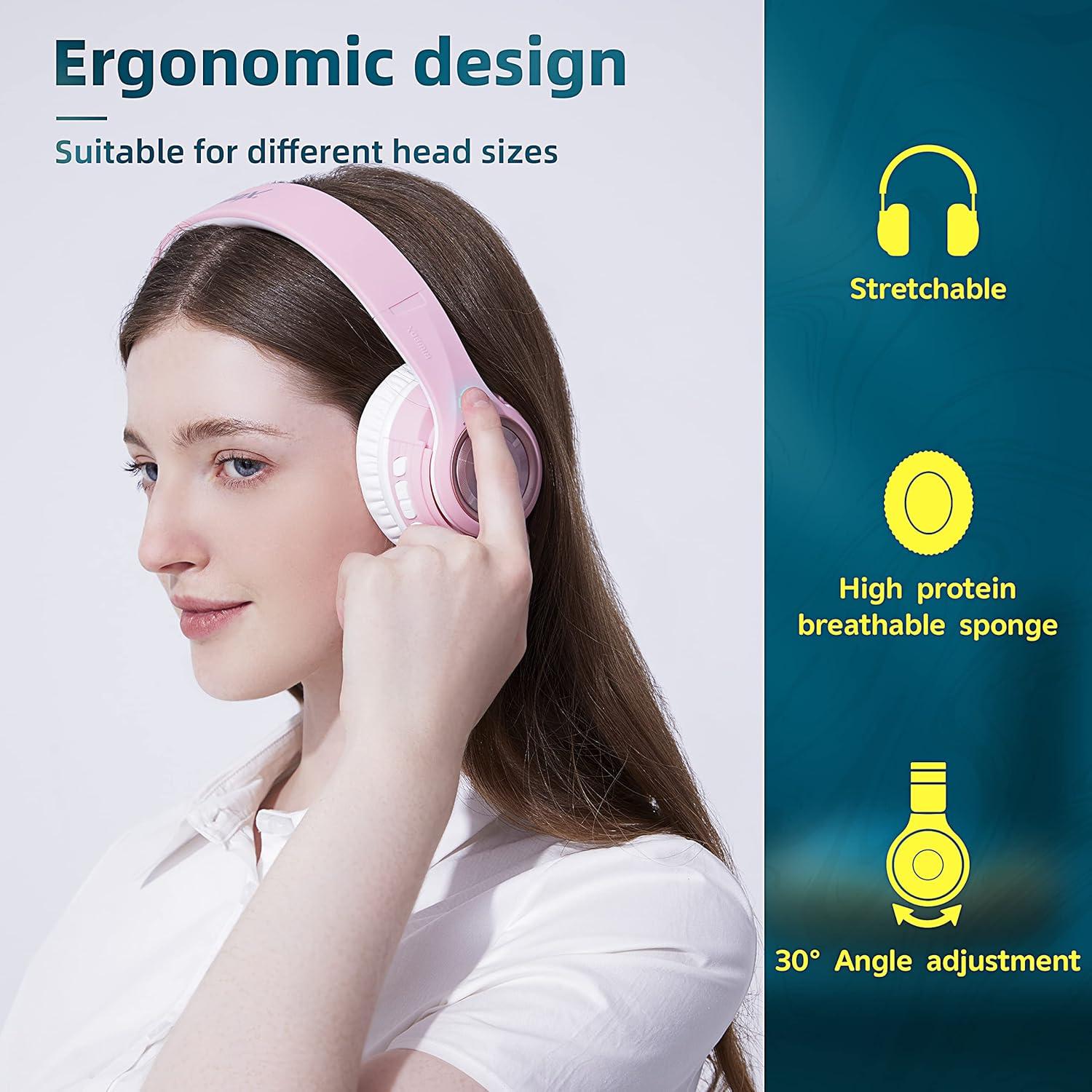 Riwbox TX8 Bluetooth Headphones, Over Ear Headphones, HiFi Stereo, with Touch Control and mic, Soft Earmuffs/Foldable/SD/TF, 40H Playtime, for Travel/TV/Music/OFC/Gym/Game