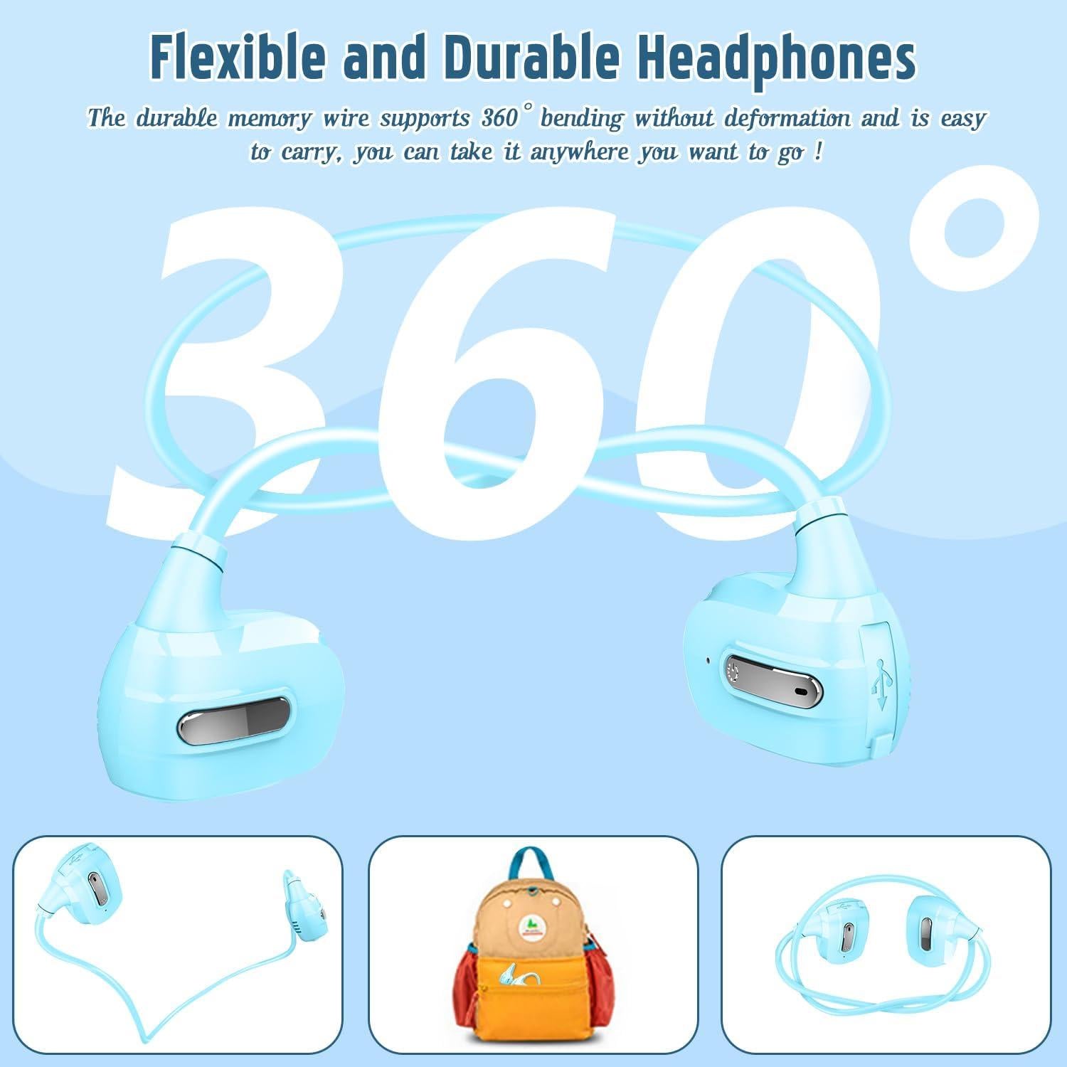 BANIGIPA Kids Headphones, Open Ear Headphones Comfortable for Teens Child Boys Girls, Wireless Bluetooth 5.4 Headset w/Mic for School/Tablet/Travel, 13g Ultra-Light, Protect Hearing, 10H Playtime