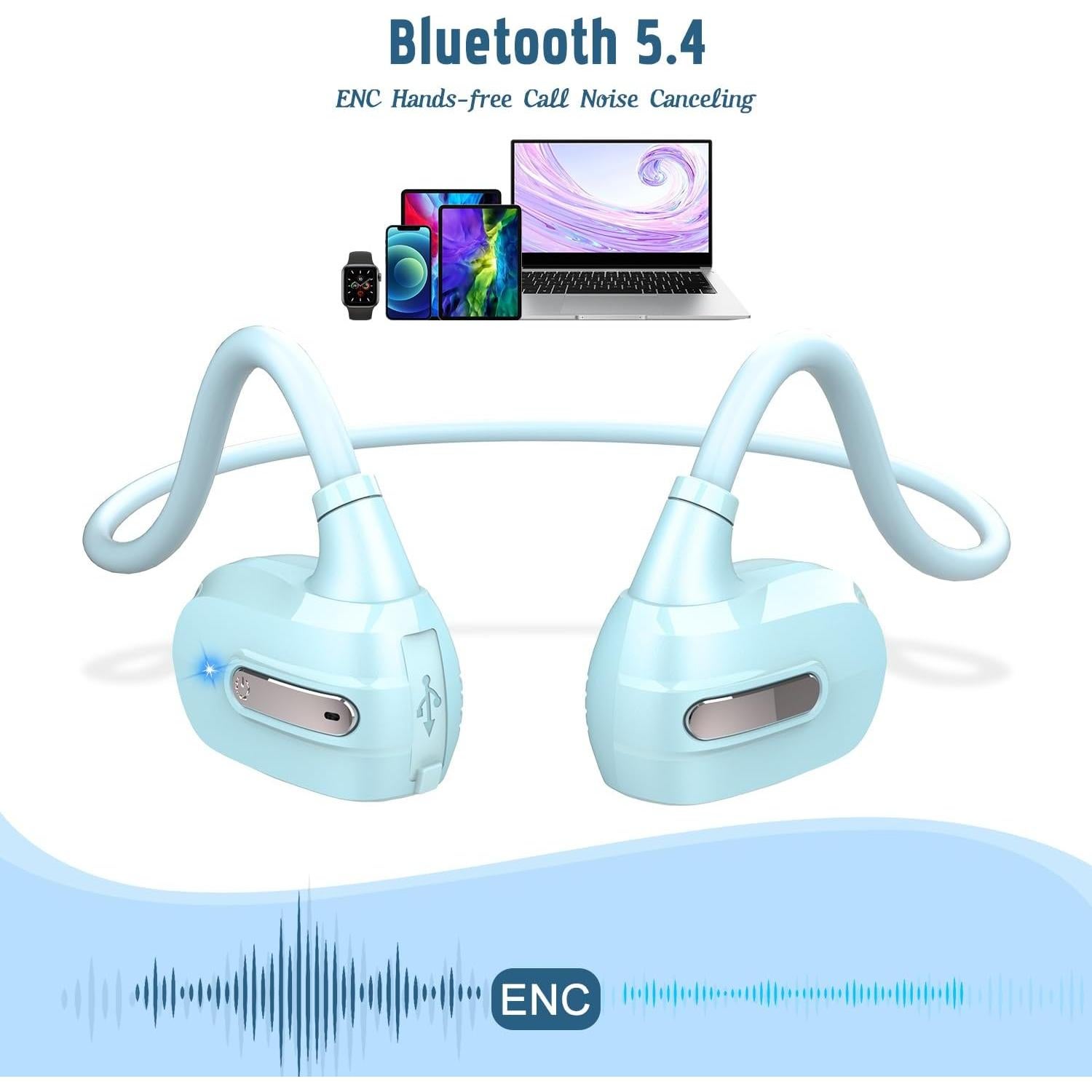 BANIGIPA Kids Headphones, Open Ear Headphones Comfortable for Teens Child Boys Girls, Wireless Bluetooth 5.4 Headset w/Mic for School/Tablet/Travel, 13g Ultra-Light, Protect Hearing, 10H Playtime