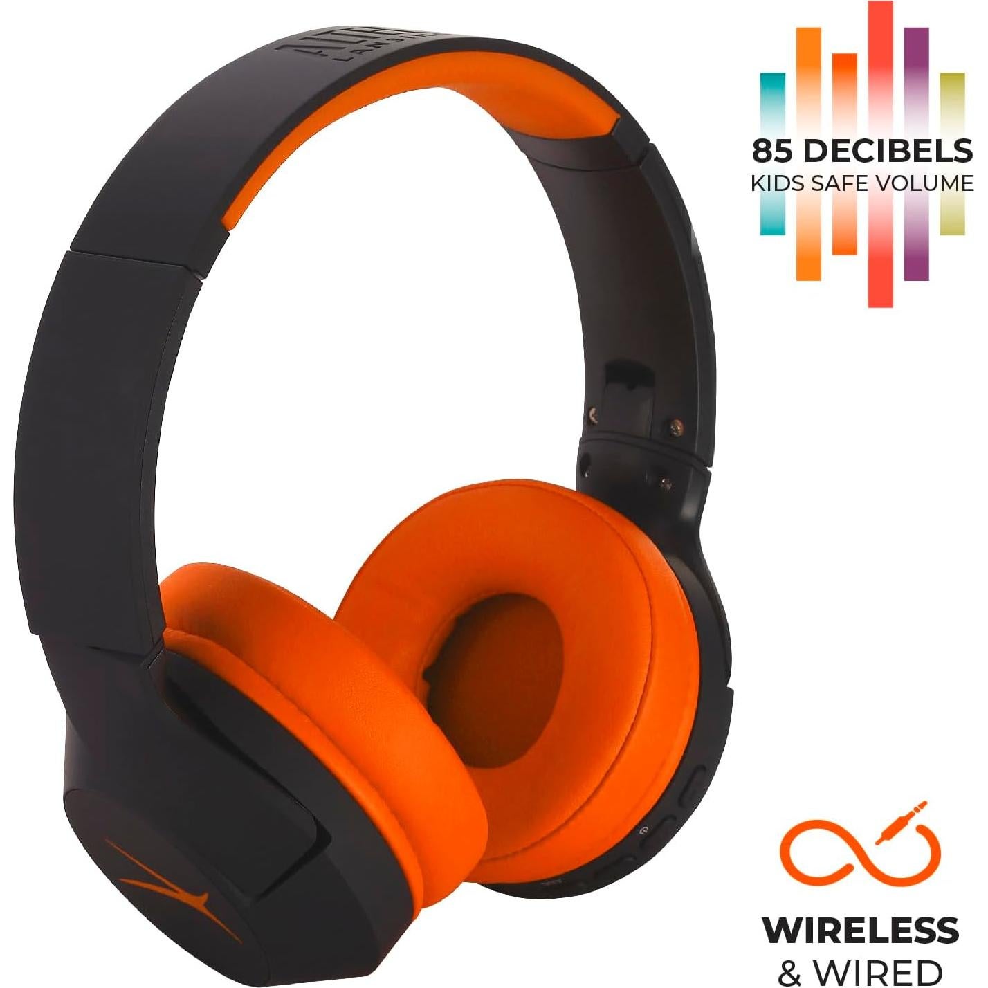 Altec Lansing Kid Safe Noise Cancelling Wireless Headphones 15H Battery, 85dB Volume Limit, Foldable Design Powerful Sound, Active Noise Cancellation Perfect for Kids Ages 7+