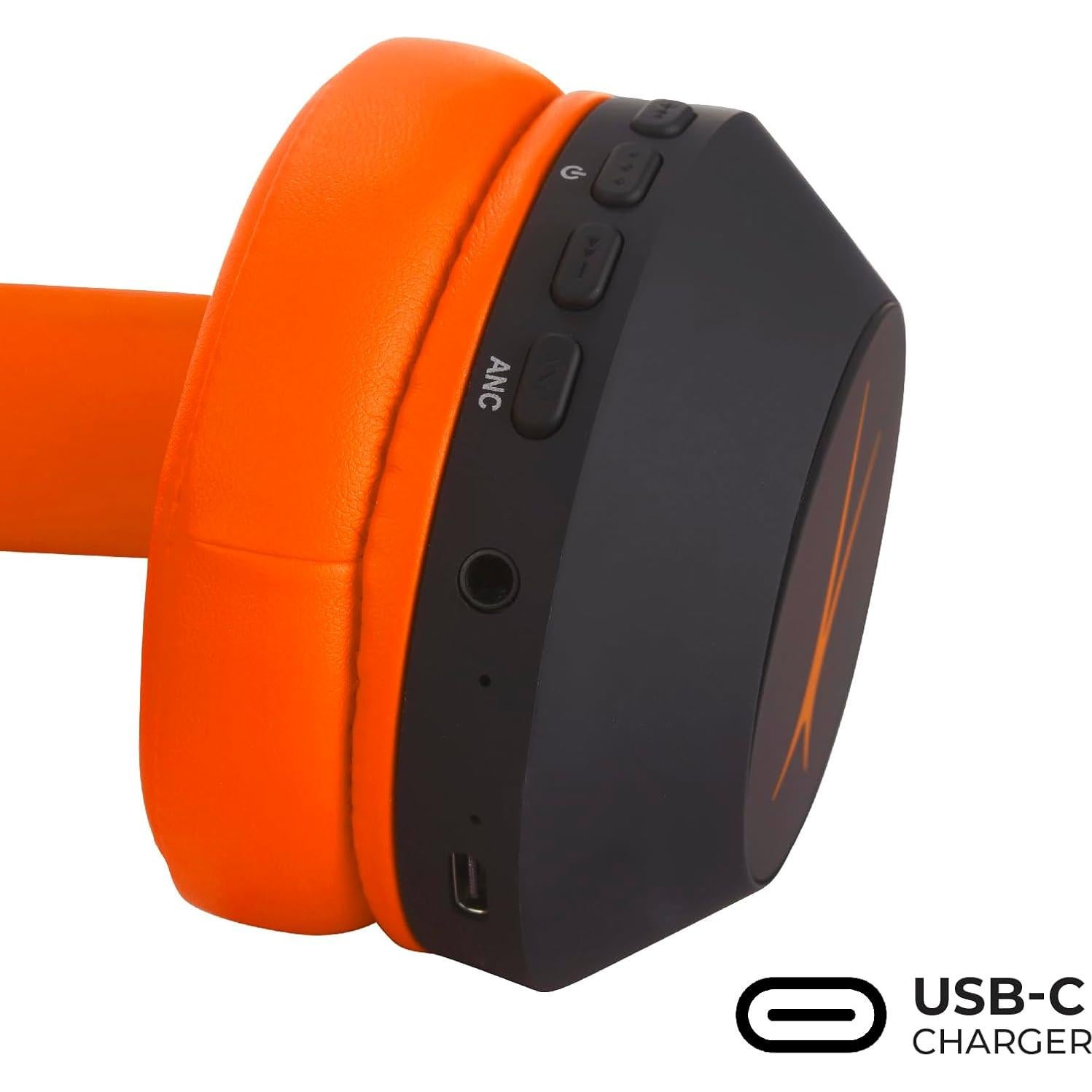 Altec Lansing Kid Safe Noise Cancelling Wireless Headphones 15H Battery, 85dB Volume Limit, Foldable Design Powerful Sound, Active Noise Cancellation Perfect for Kids Ages 7+