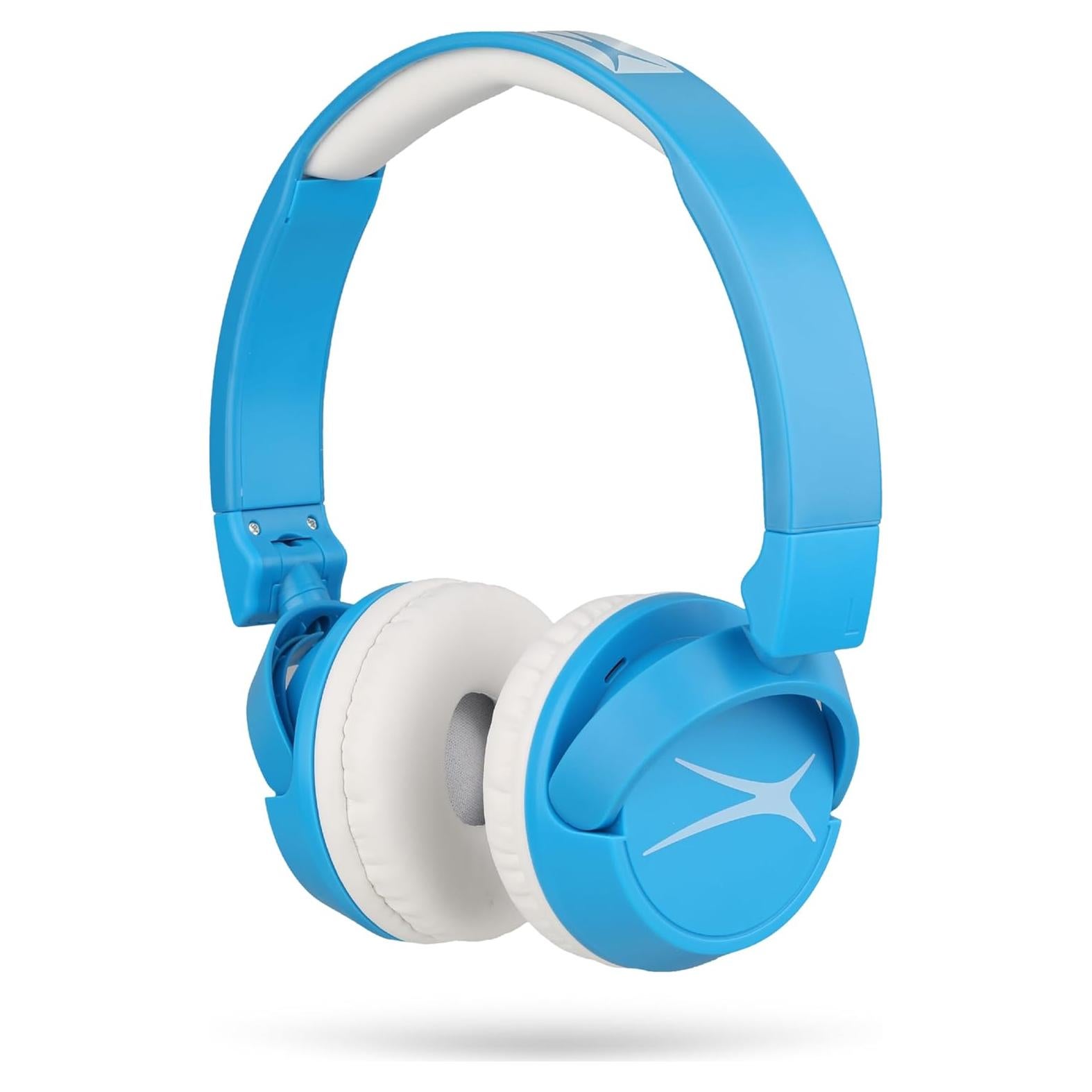 Altec Lansing Kid Safe 2-in-1 Bluetooth and Wired Headphones, Noise Cancelling, Volume Control, Wireless, Foldable Design (Blue)