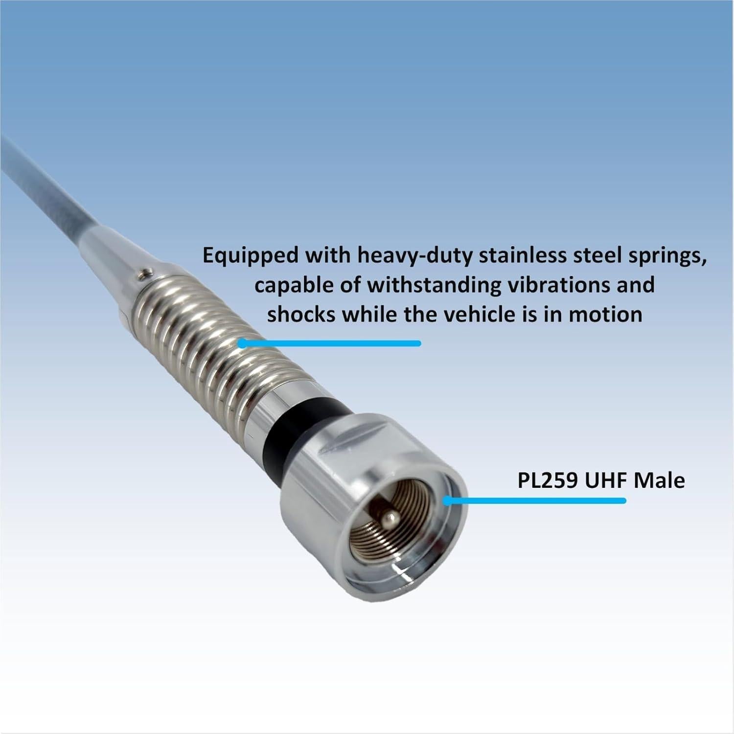 Antena de Látigo CB FMUSER CB200 71cm Ganancia 3.2dB