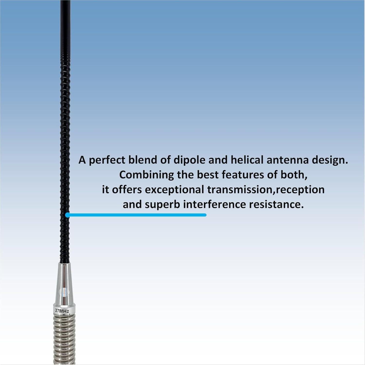 Antena de Látigo CB FMUSER CB200 71cm Ganancia 3.2dB