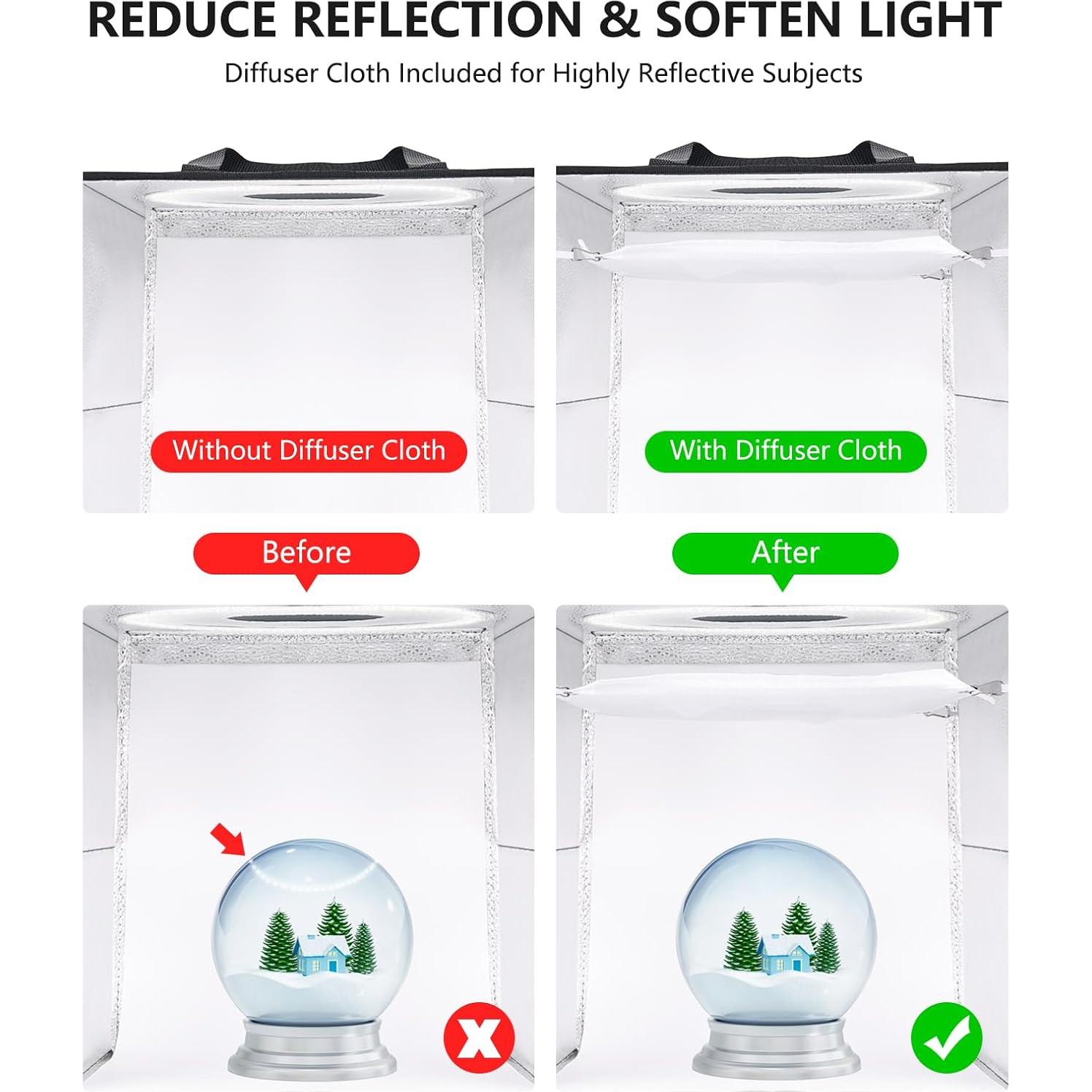 Caja de Luz Fotográfica Uyled 30x30 cm con 120 LED y 6 Fondos