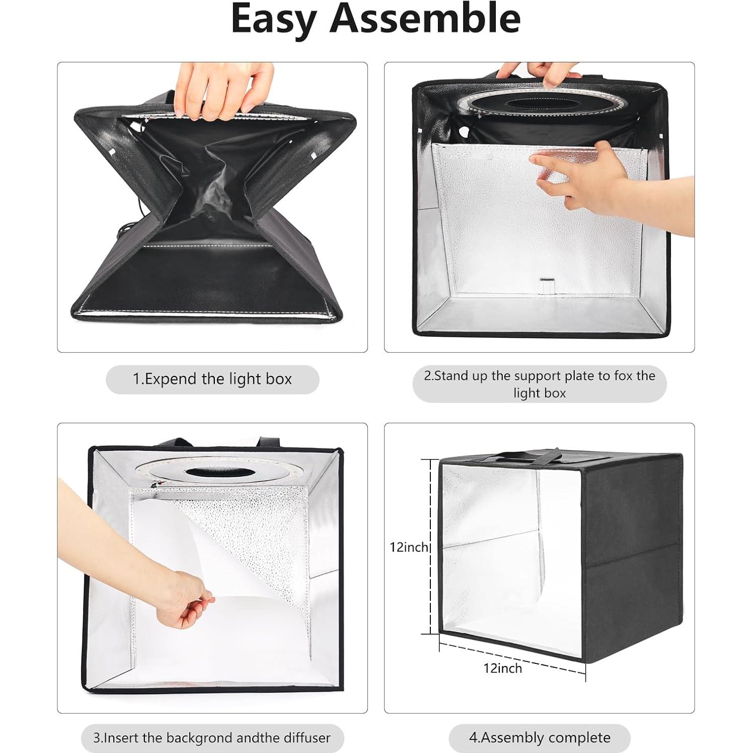 Caja de Luz Fotográfica Uyled 30x30 cm con 120 LED y 6 Fondos