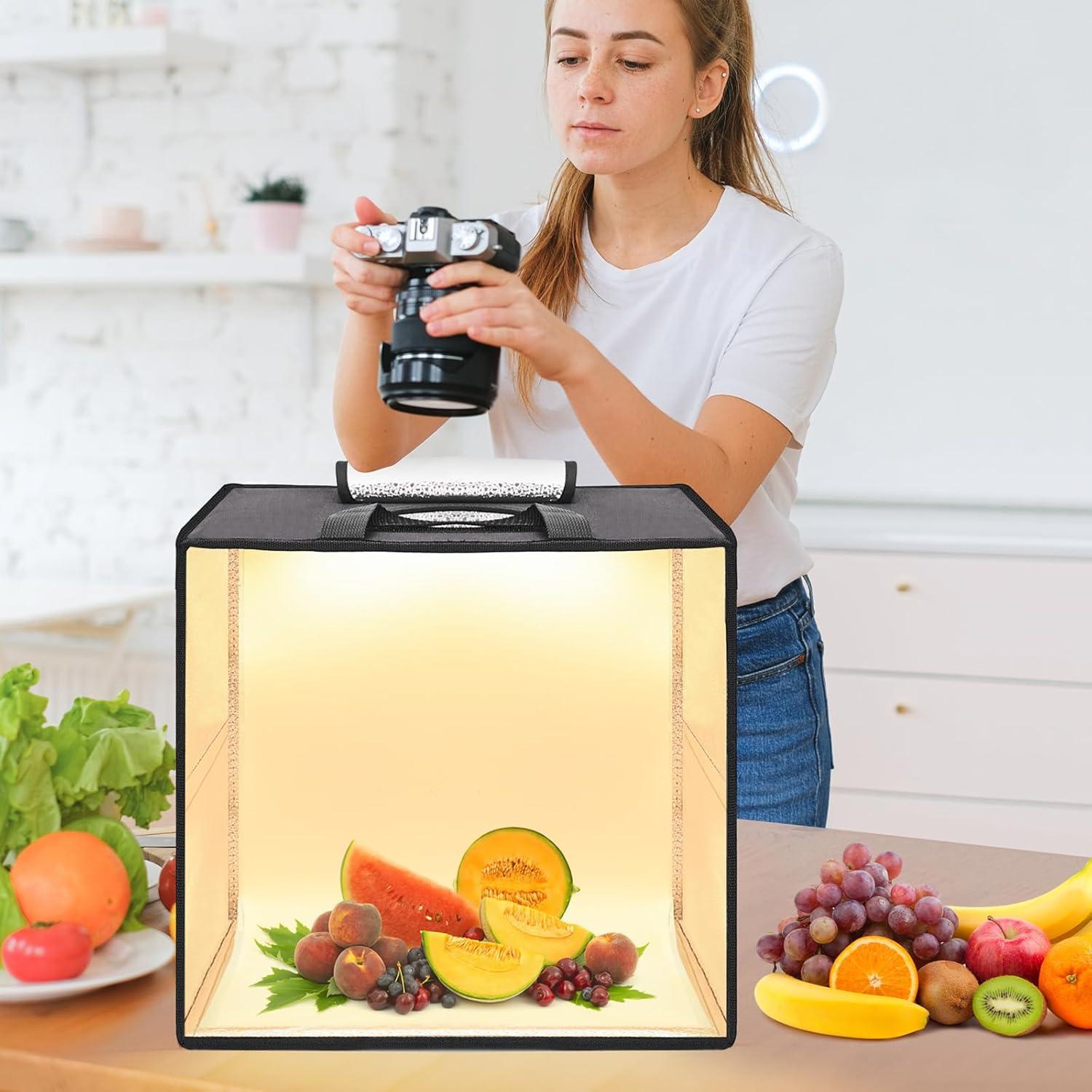 Caja de Luz Fotográfica Uyled 30x30 cm con 120 LED y 6 Fondos