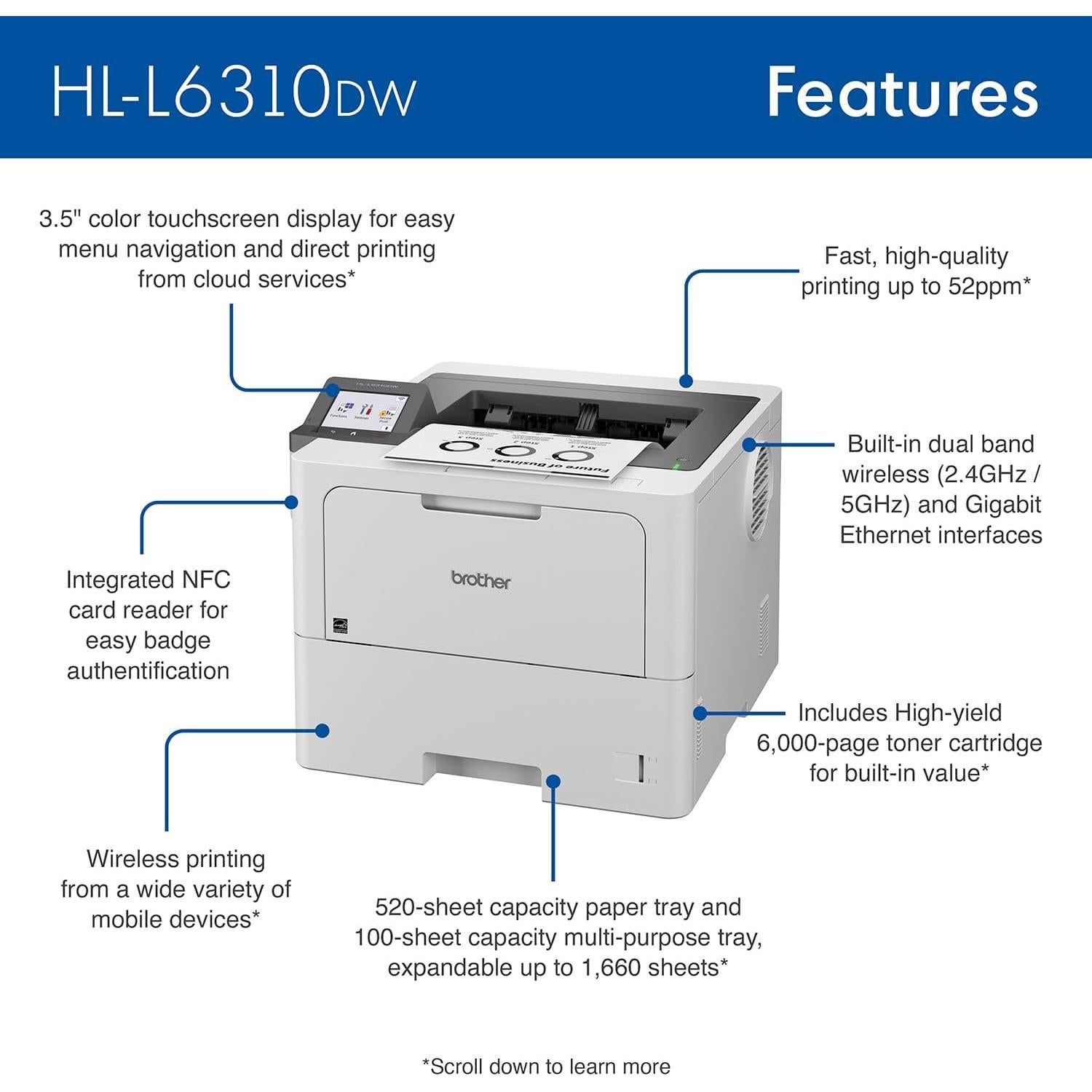 Impresora Láser Monocromática Brother HL-L6310DW 52ppm
