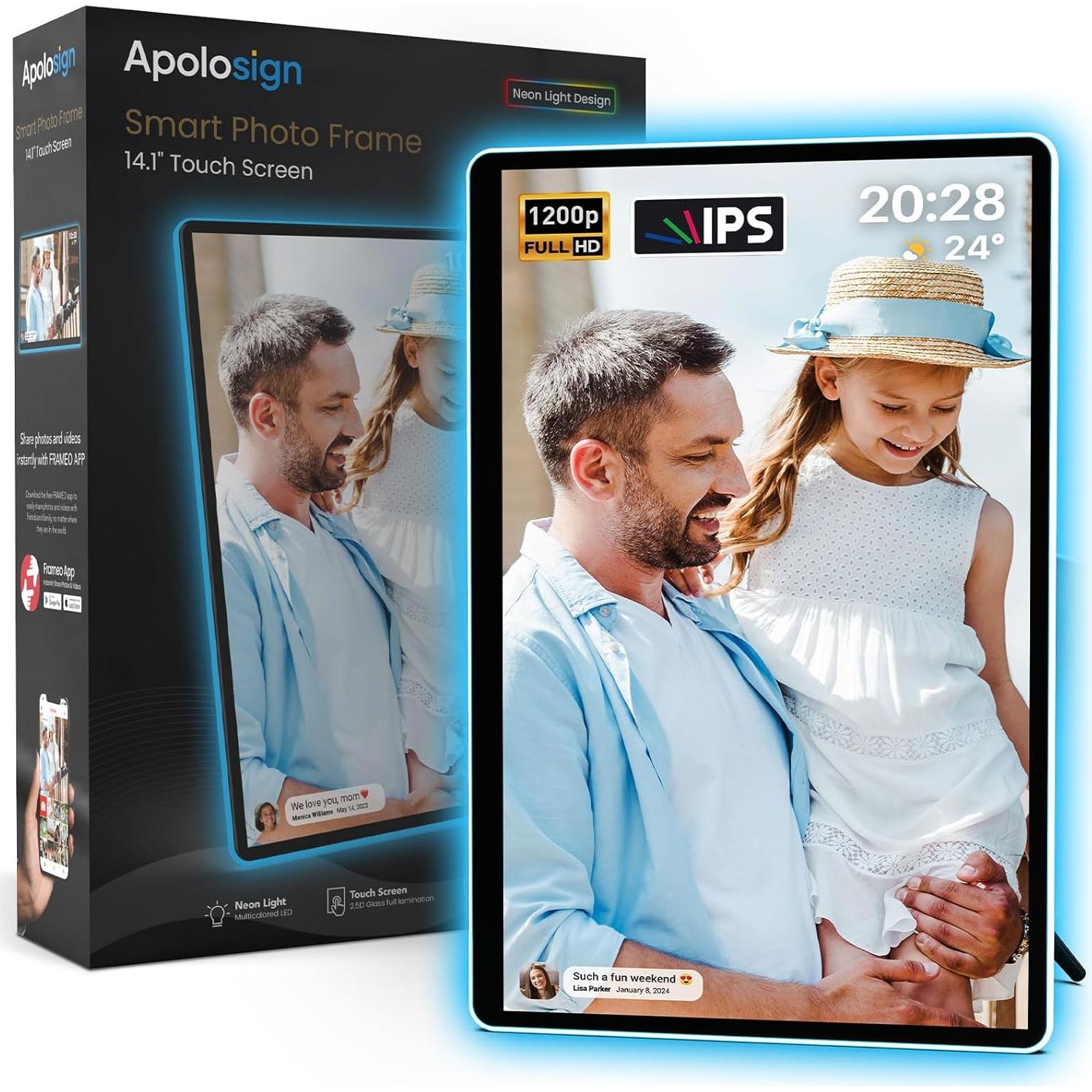 Marco de Fotos Digital ApoloSign 14.1" 2K FHD con Luz LED