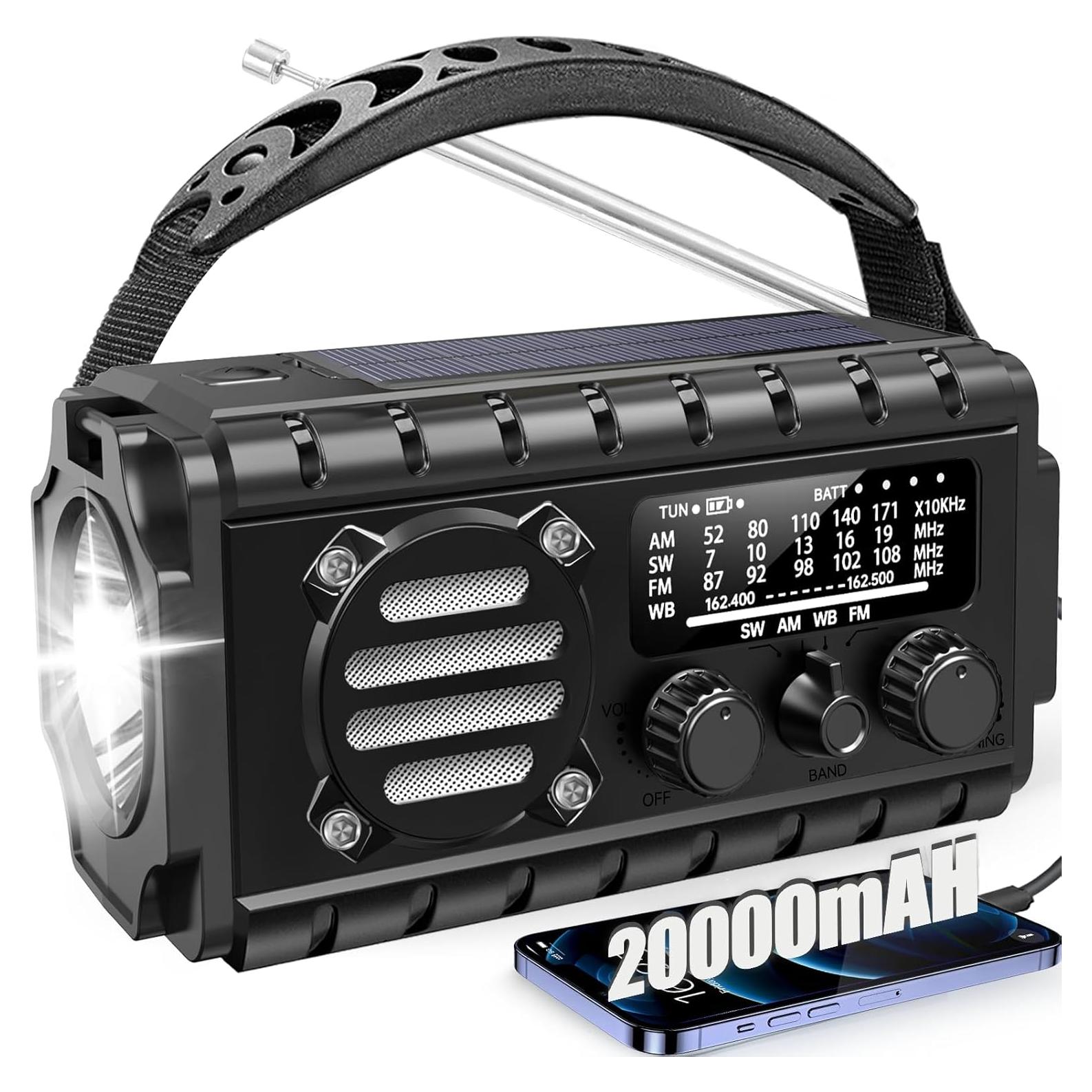 Radio Meteorológica de Emergencia TFTDOUP 20000mAh Solar Manivela