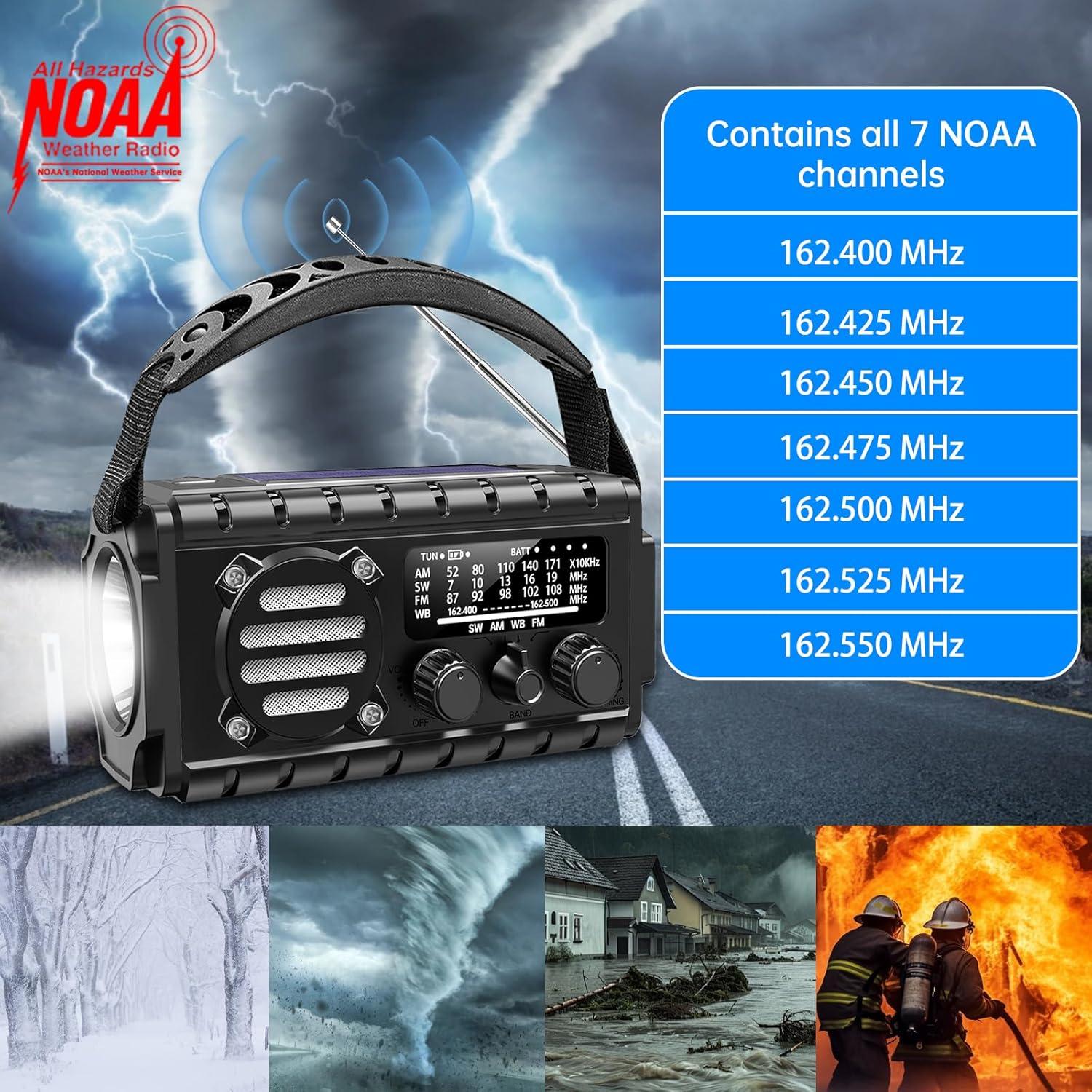 Radio Meteorológica de Emergencia TFTDOUP 20000mAh Solar Manivela