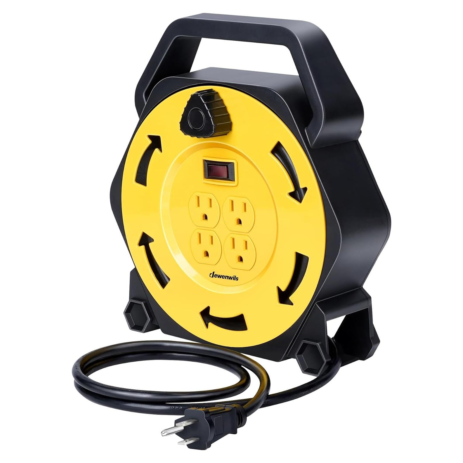 Carrete de Cable de Extensión DEWENWILS 25 PIES 16/3 4 Salidas